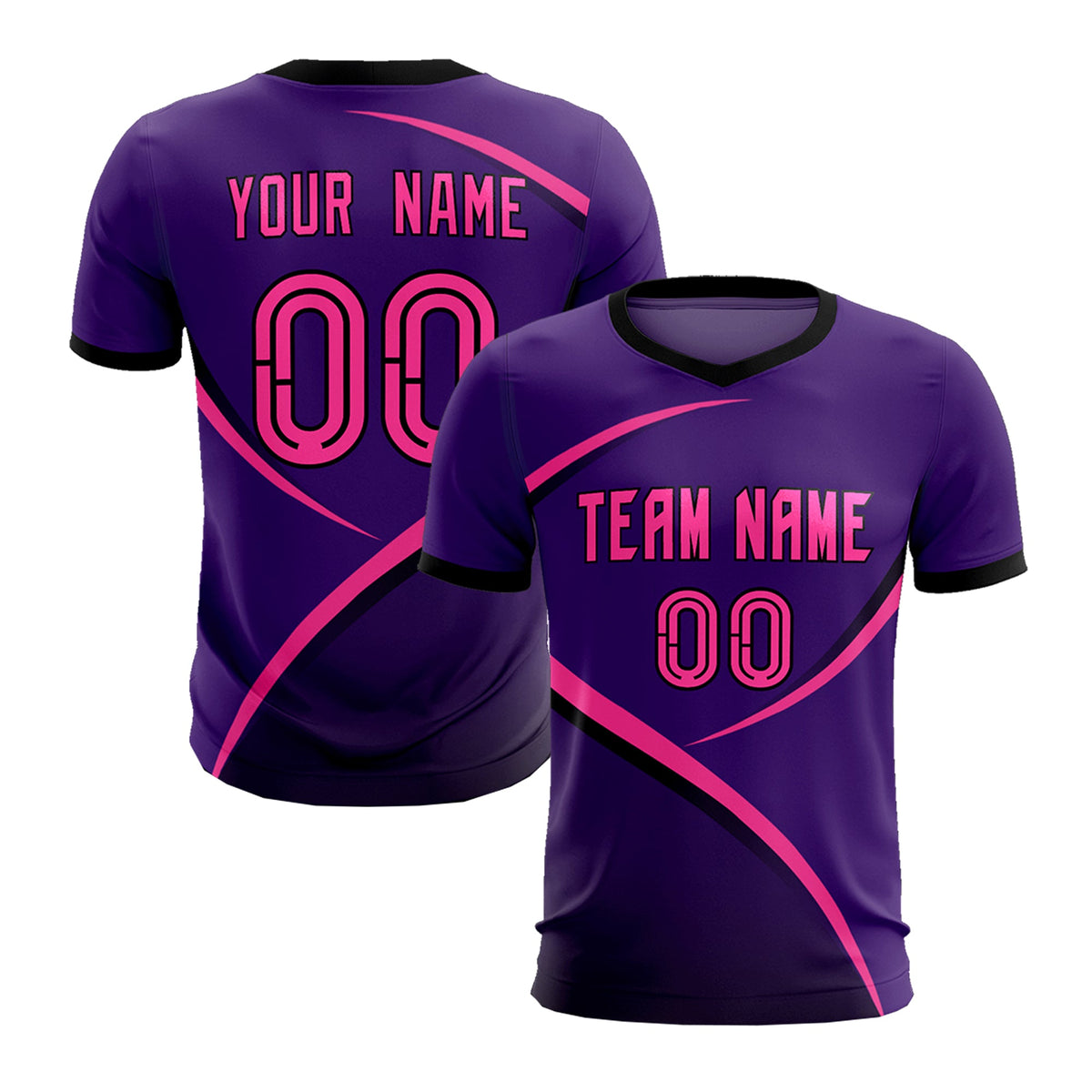 Custom Purple Black Color Block Training Uniform For Men Soccer Sets Jersey