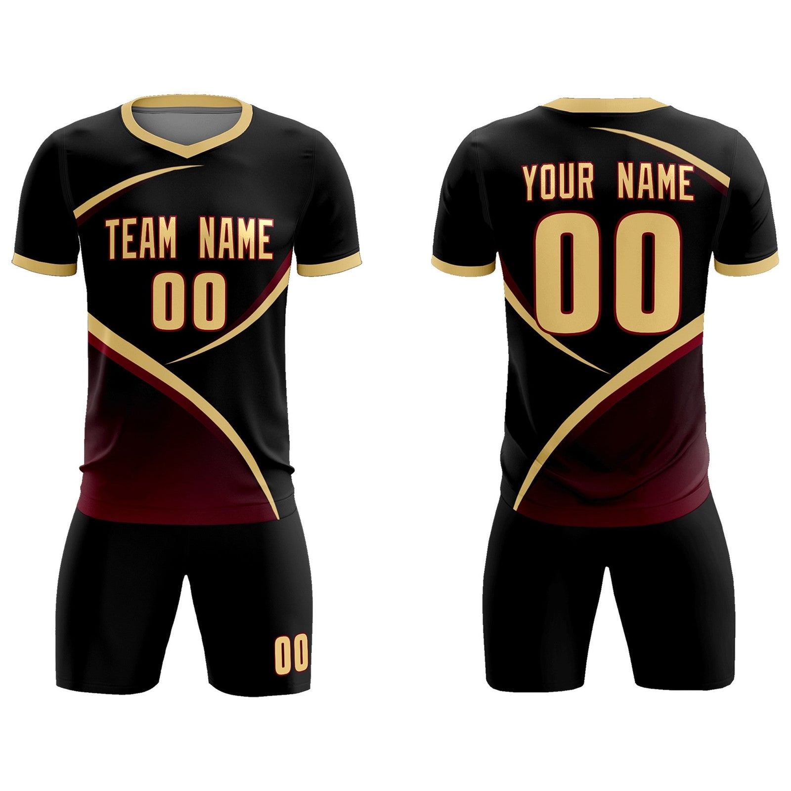Custom Black Khaki Color Block Training Uniform For Men Soccer Sets Jersey