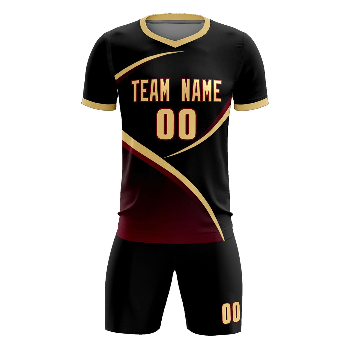 Custom Black Khaki Color Block Training Uniform For Men Soccer Sets Jersey