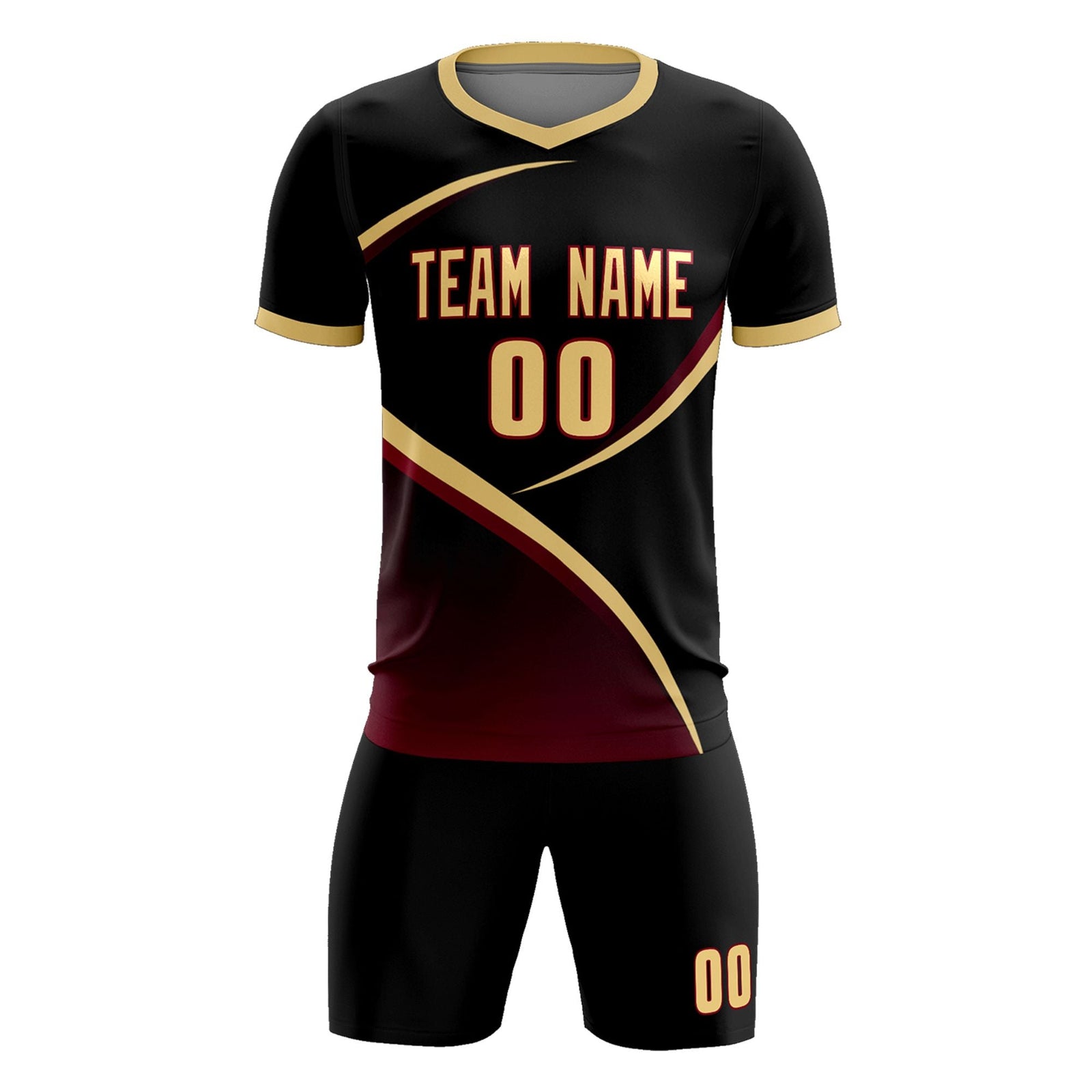 Custom Black Khaki Color Block Training Uniform For Men Soccer Sets Jersey