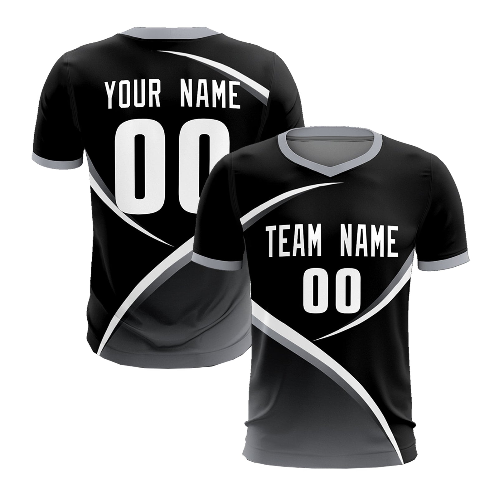 Custom Black Gray Color Block Training Uniform For Men Soccer Sets Jersey