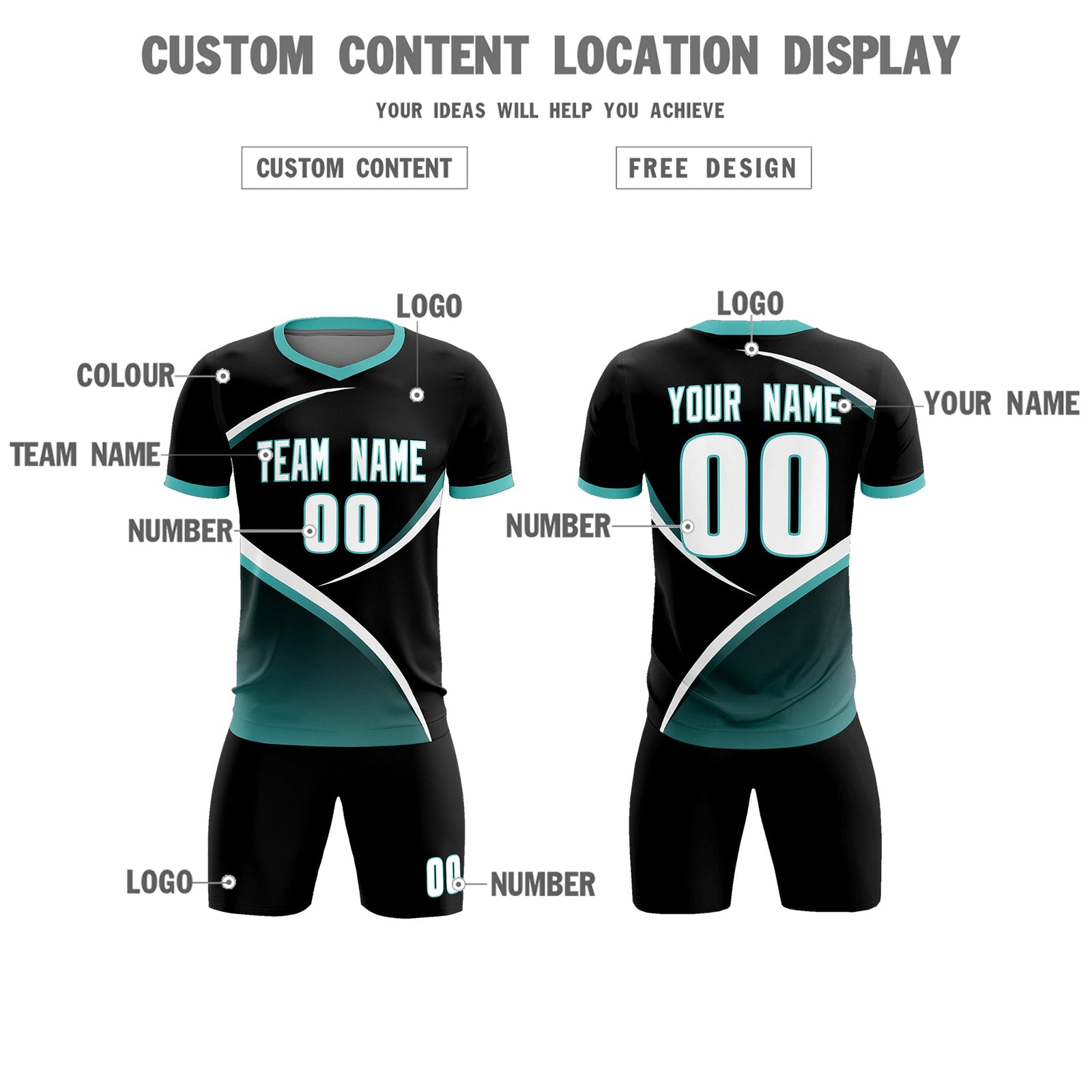 Custom Black Bright Green Color Block Training Uniform For Men Soccer Sets Jersey