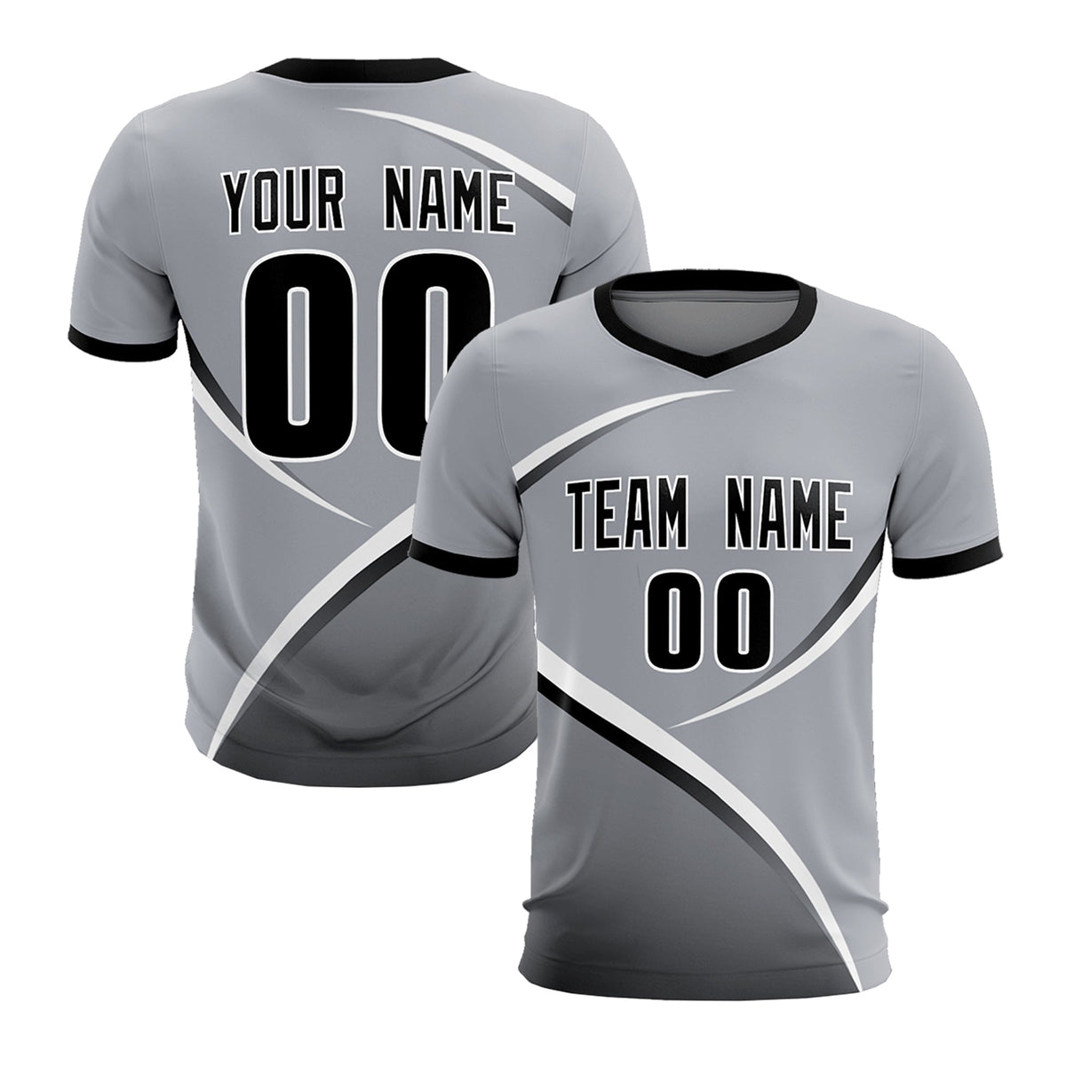 Custom Gray Black Color Block Training Uniform For Men Soccer Sets Jersey