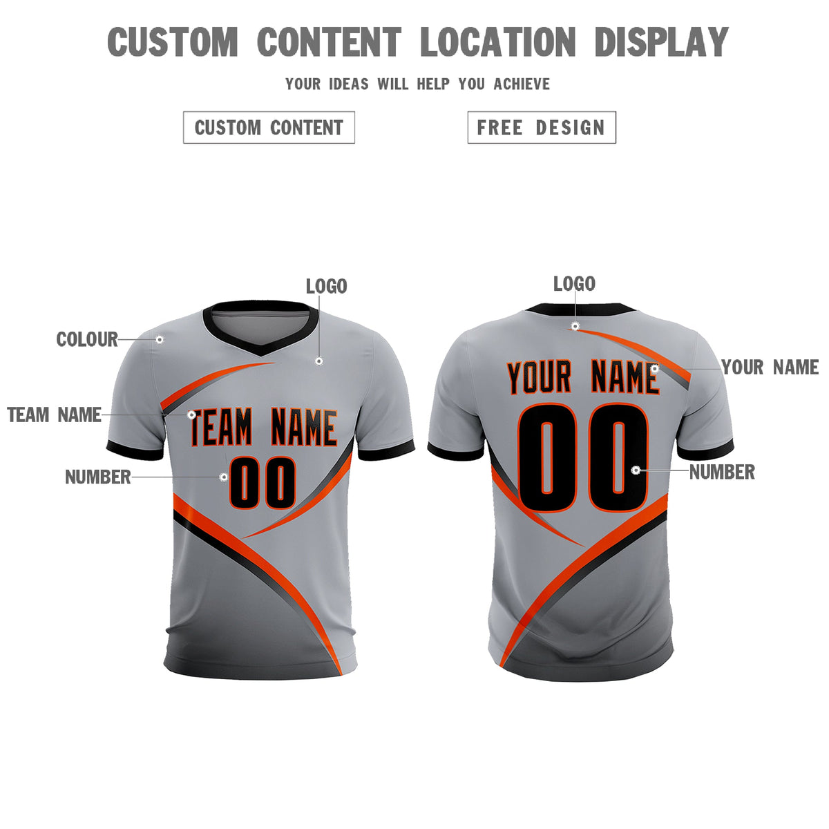 Custom Gray Black Color Block Training Uniform For Men Soccer Sets Jersey