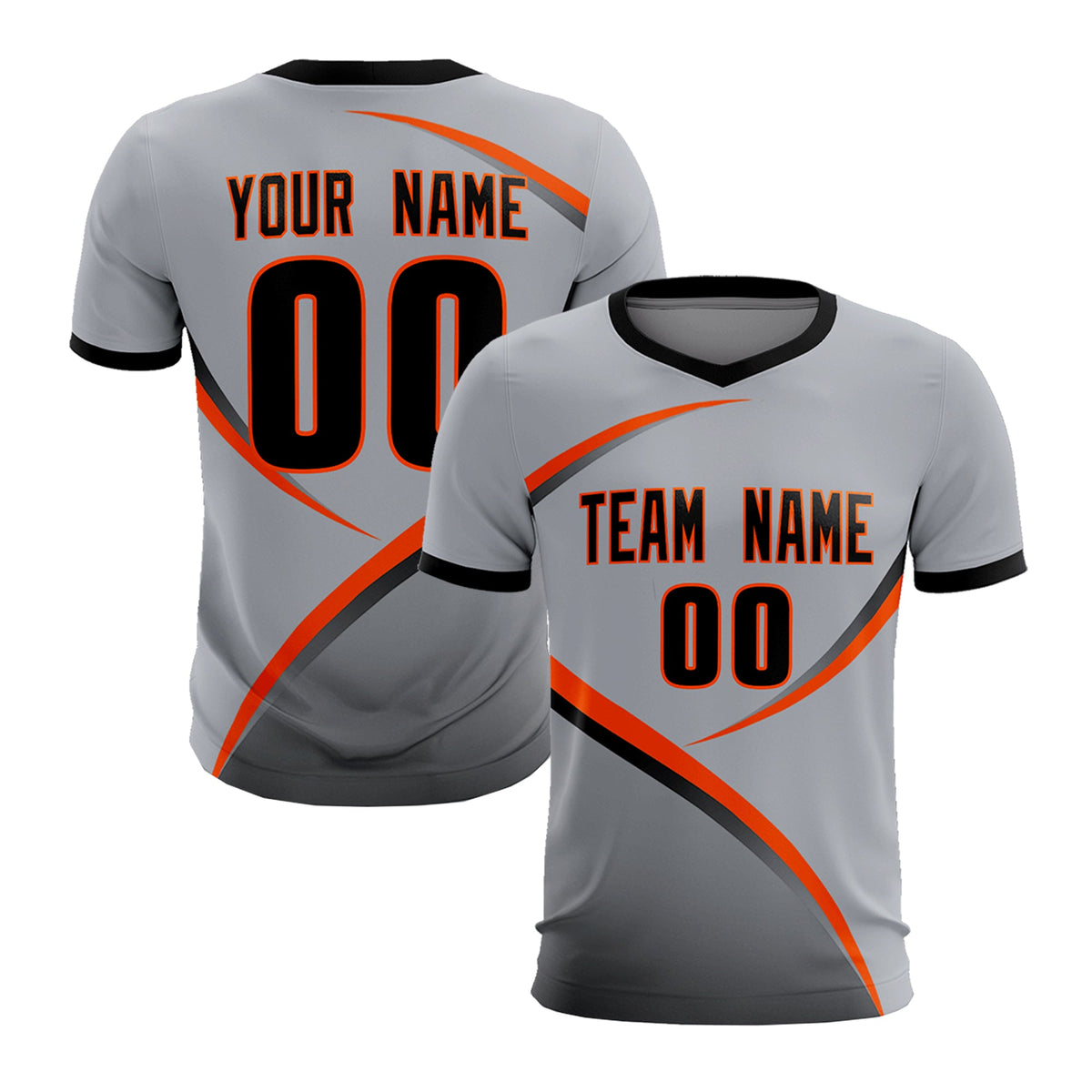 Custom Gray Black Color Block Training Uniform For Men Soccer Sets Jersey