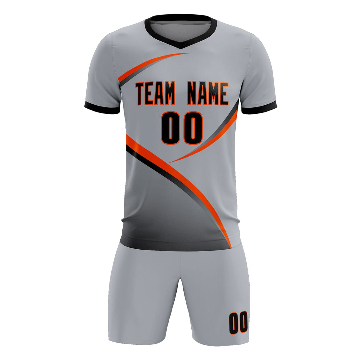 Custom Gray Black Color Block Training Uniform For Men Soccer Sets Jersey
