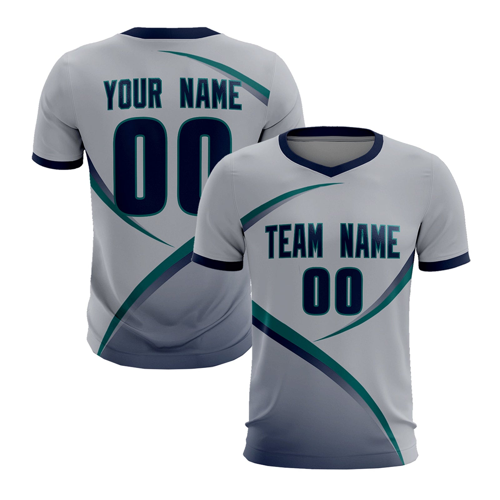 Custom Gray Navy Color Block Training Uniform For Men Soccer Sets Jersey