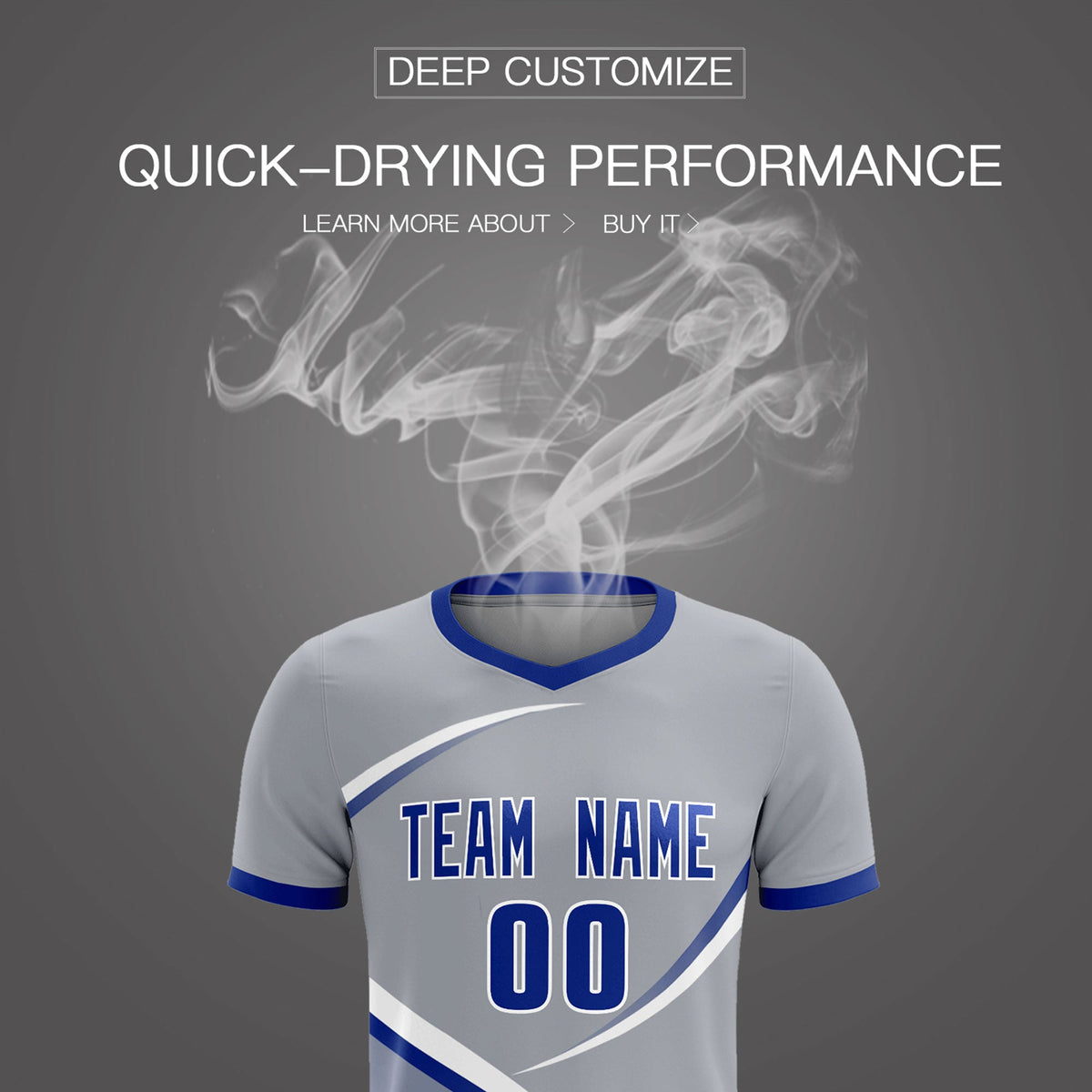Custom Gray Royal Color Block Training Uniform For Men Soccer Sets Jersey