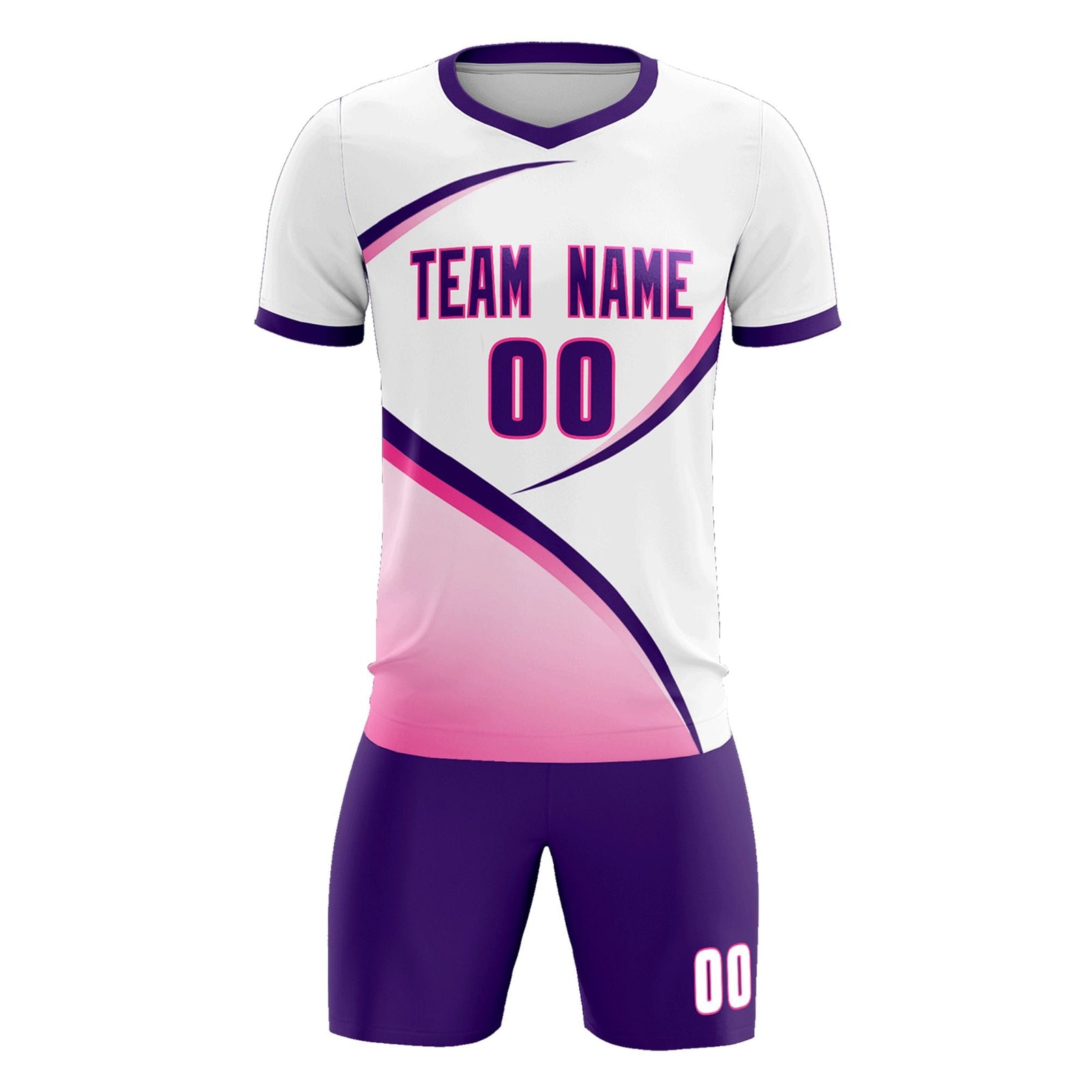Custom White Purple Color Block Training Uniform For Men Soccer Sets Jersey