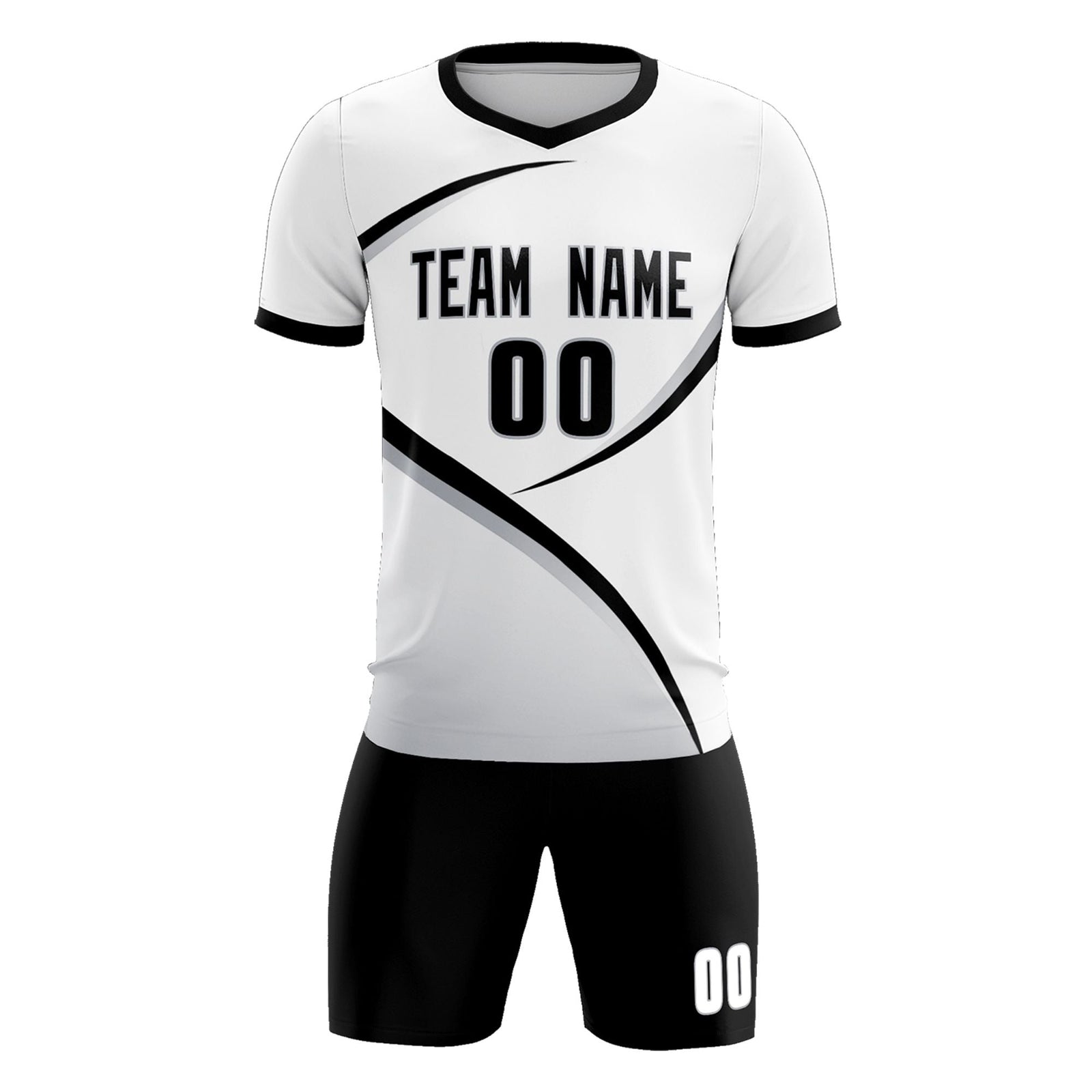 Custom White Black Color Block Training Uniform For Men Soccer Sets Jersey