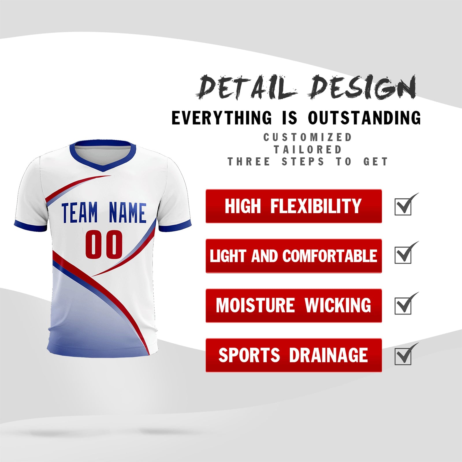 Custom White Royal Color Block Training Uniform For Men Soccer Sets Jersey