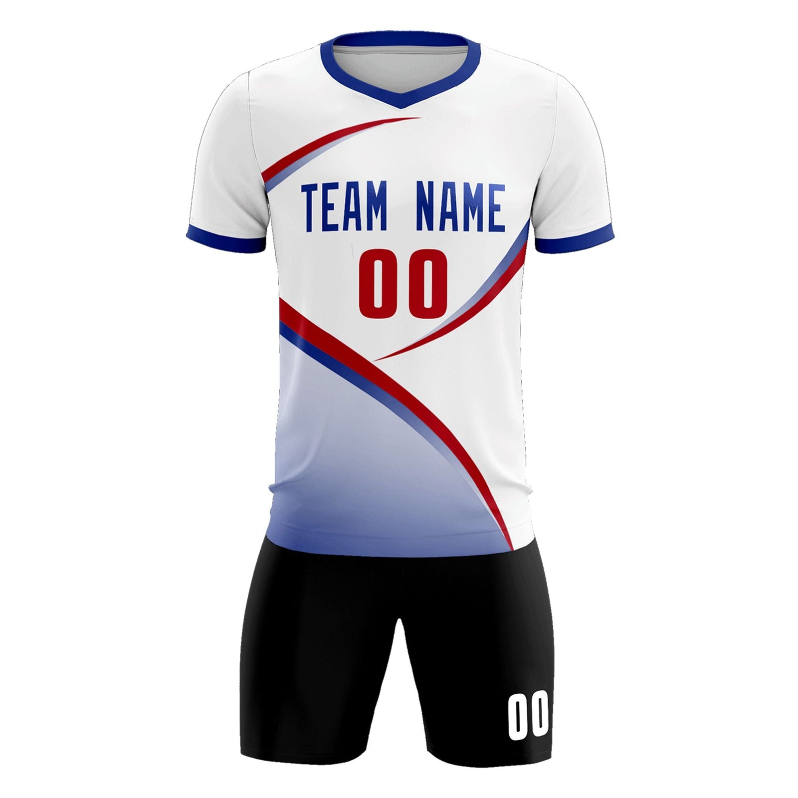 Custom White Royal Color Block Training Uniform For Men Soccer Sets Jersey