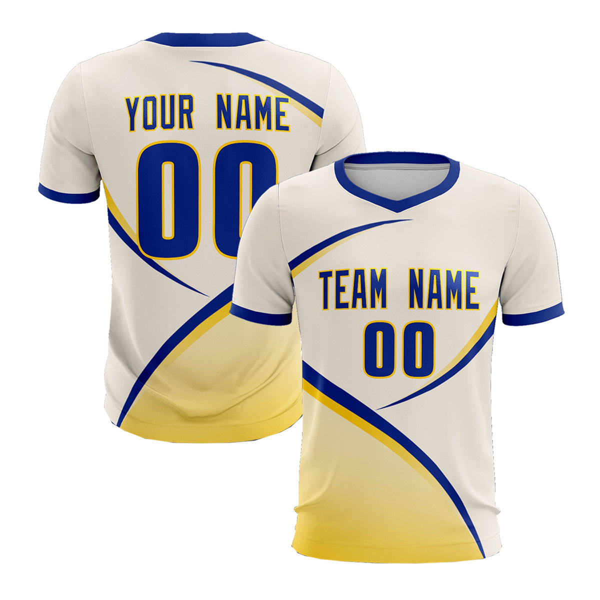 Custom Cream Royal Color Block Training Uniform For Men Soccer Sets Jersey