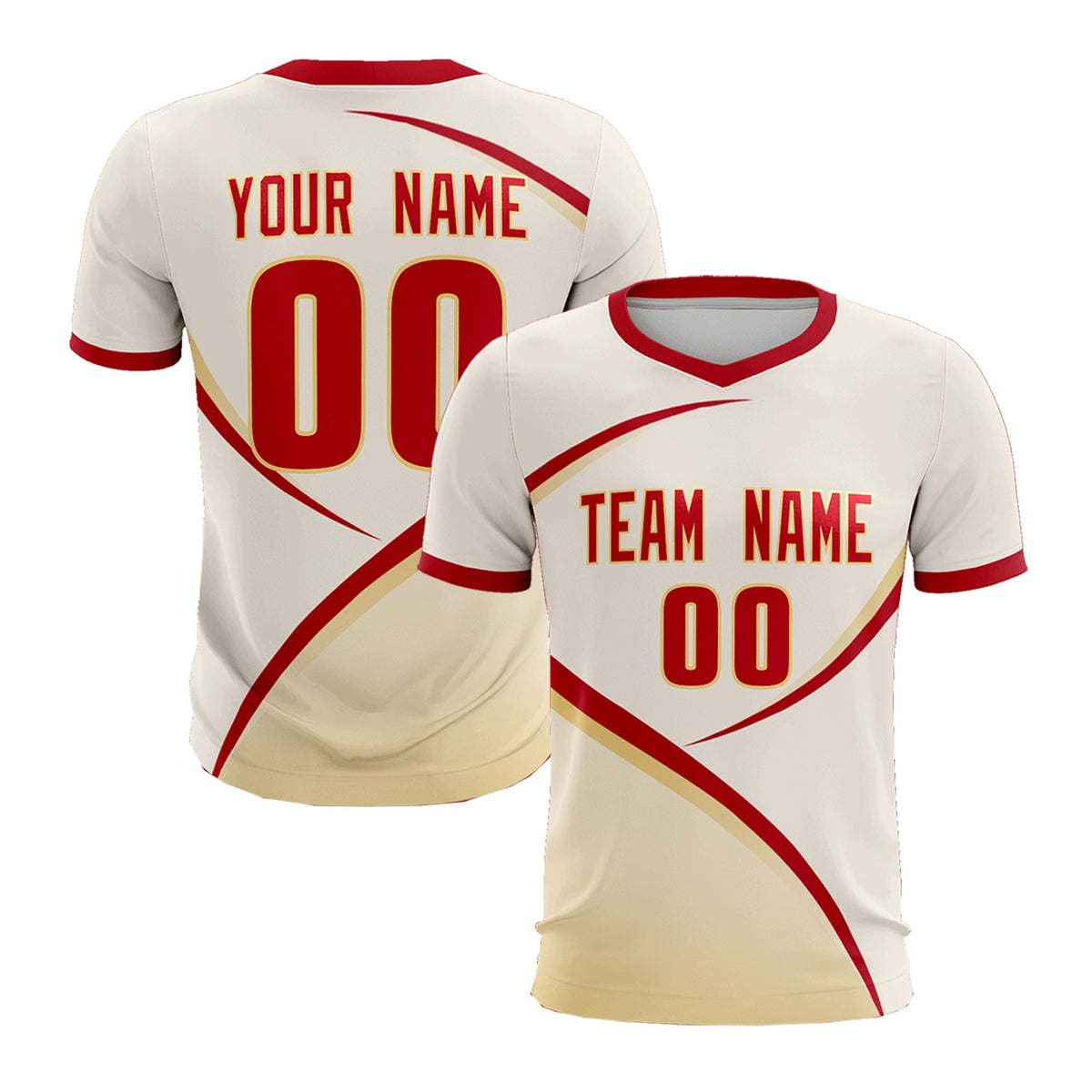 Custom Cream Red Color Block Training Uniform For Men Soccer Sets Jersey
