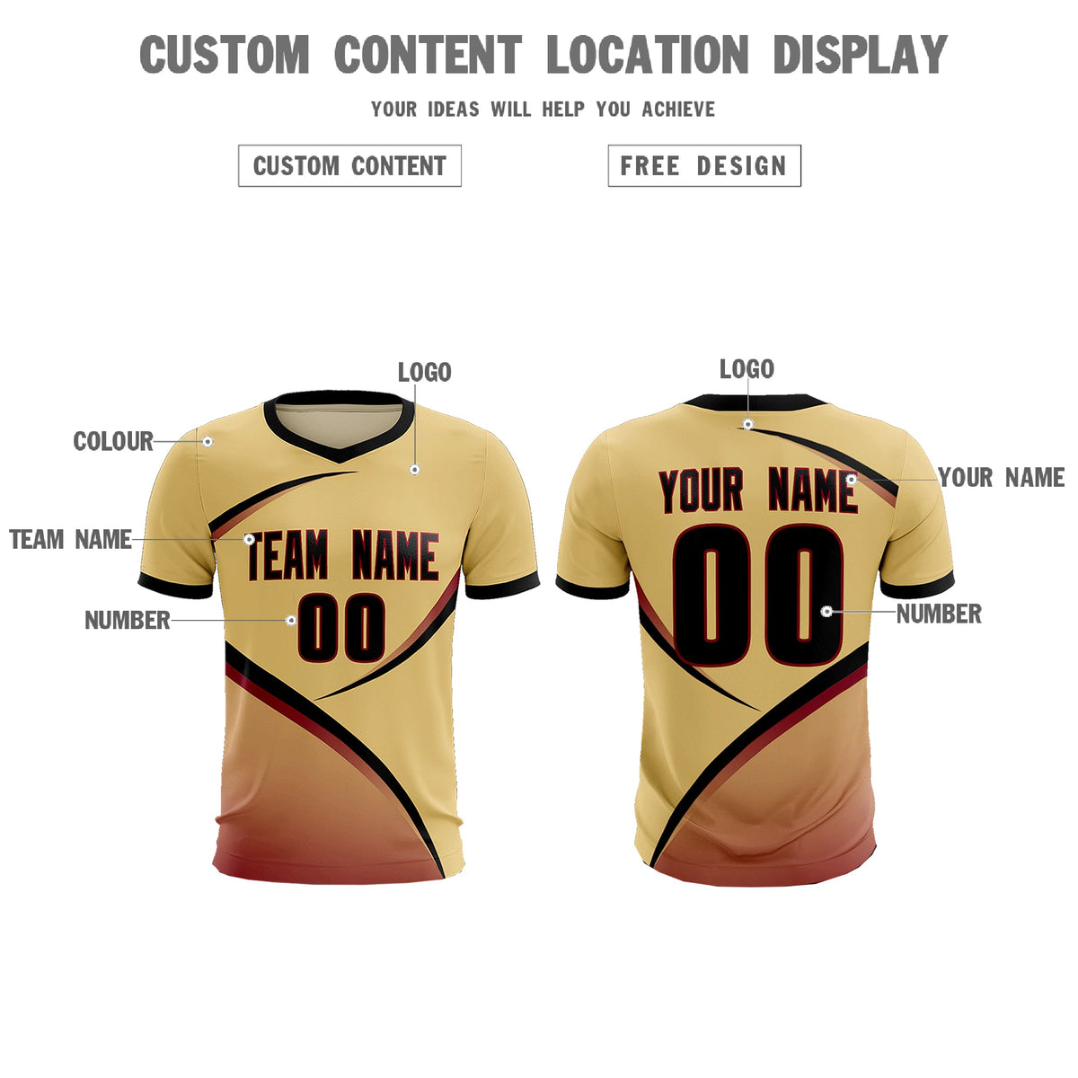 Custom Khaki Black Color Block Training Uniform For Men Soccer Sets Jersey