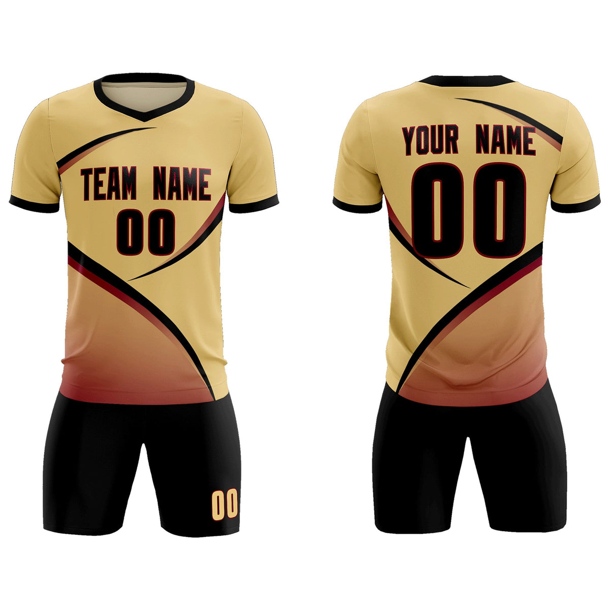 Custom Khaki Black Color Block Training Uniform For Men Soccer Sets Jersey