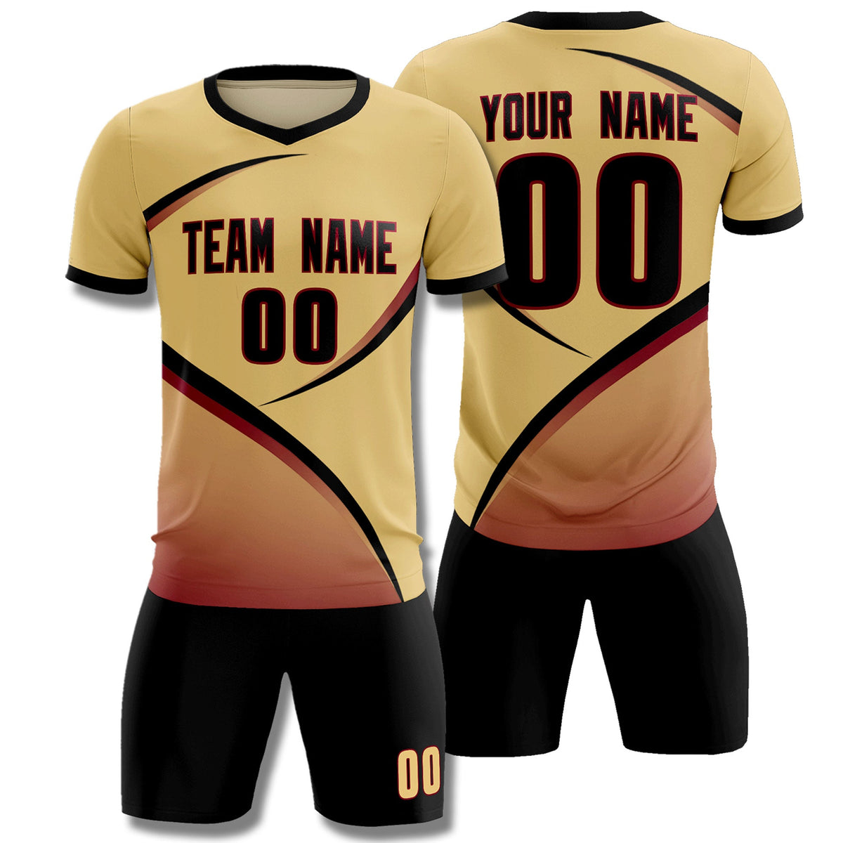 Custom Khaki Black Color Block Training Uniform For Men Soccer Sets Jersey