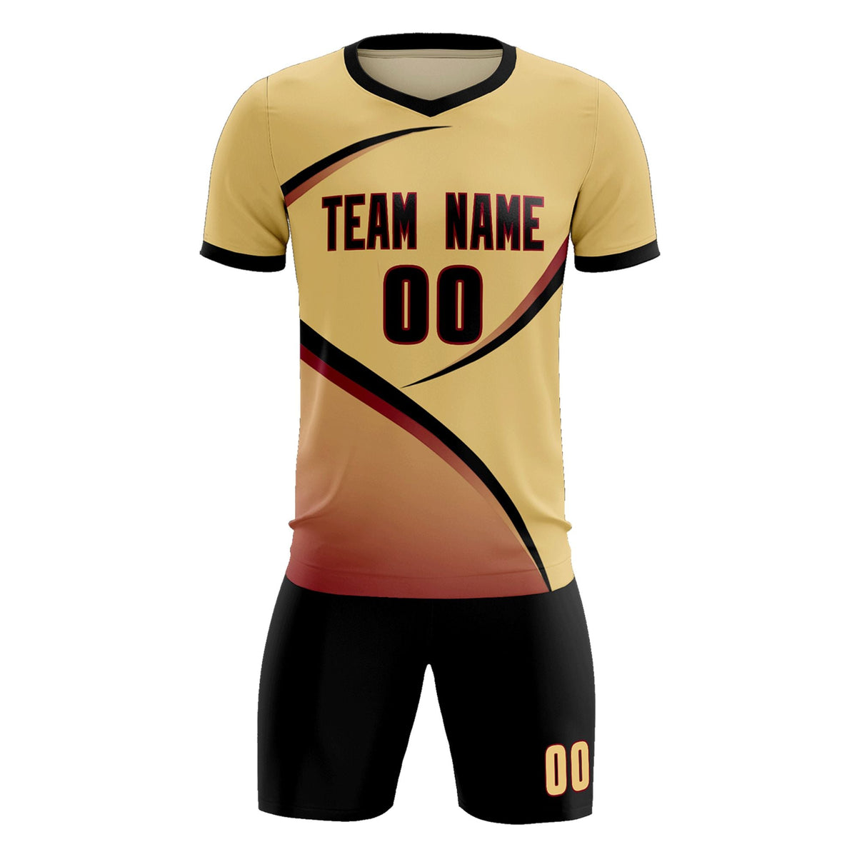 Custom Khaki Black Color Block Training Uniform For Men Soccer Sets Jersey