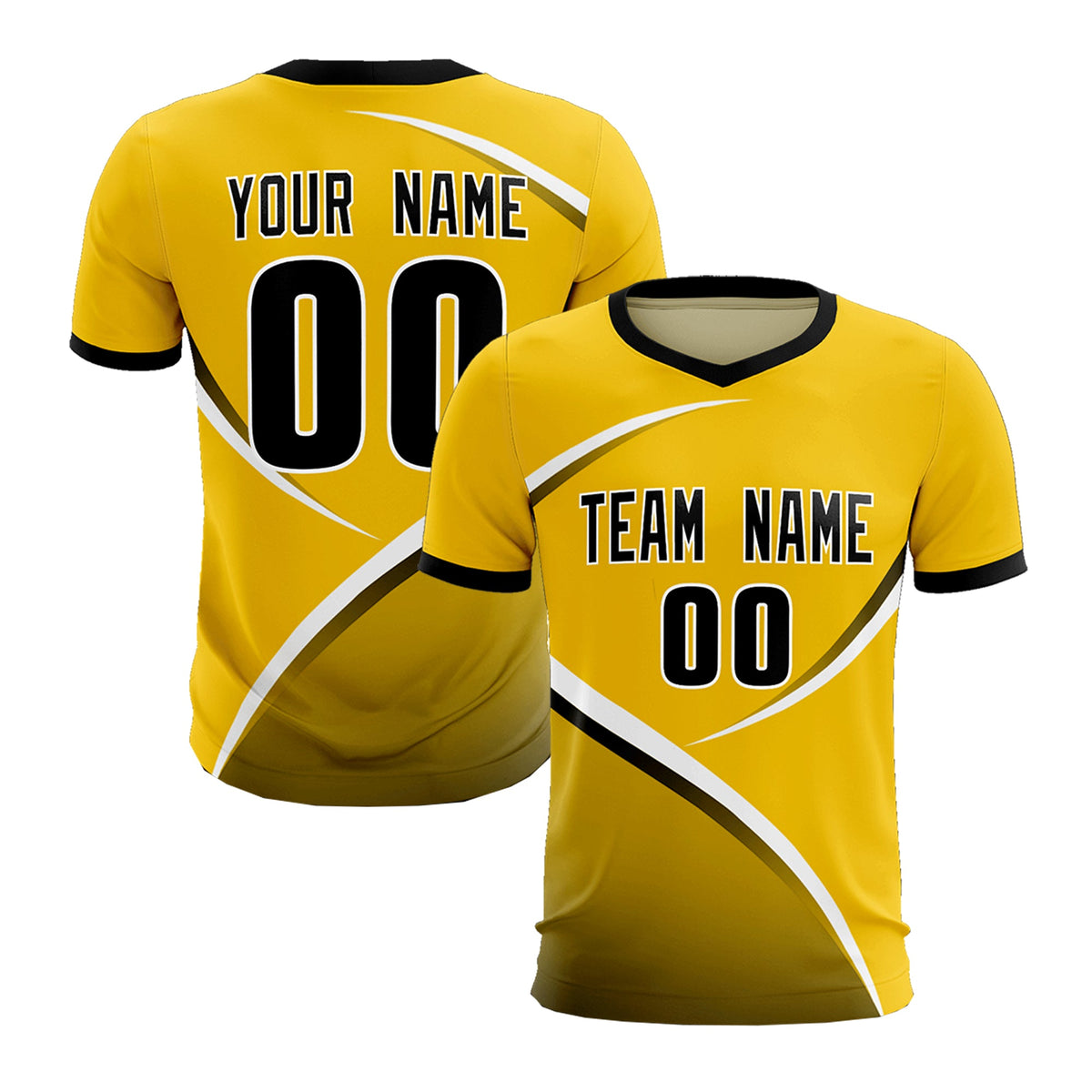 Custom Gold Black Color Block Training Uniform For Men Soccer Sets Jersey