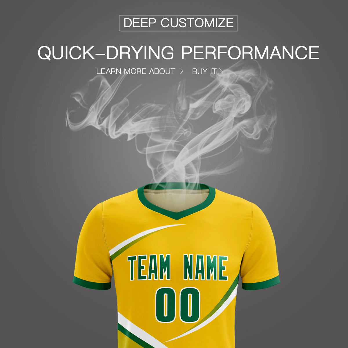 Custom Gold Kelly Green Color Block Training Uniform For Men Soccer Sets Jersey