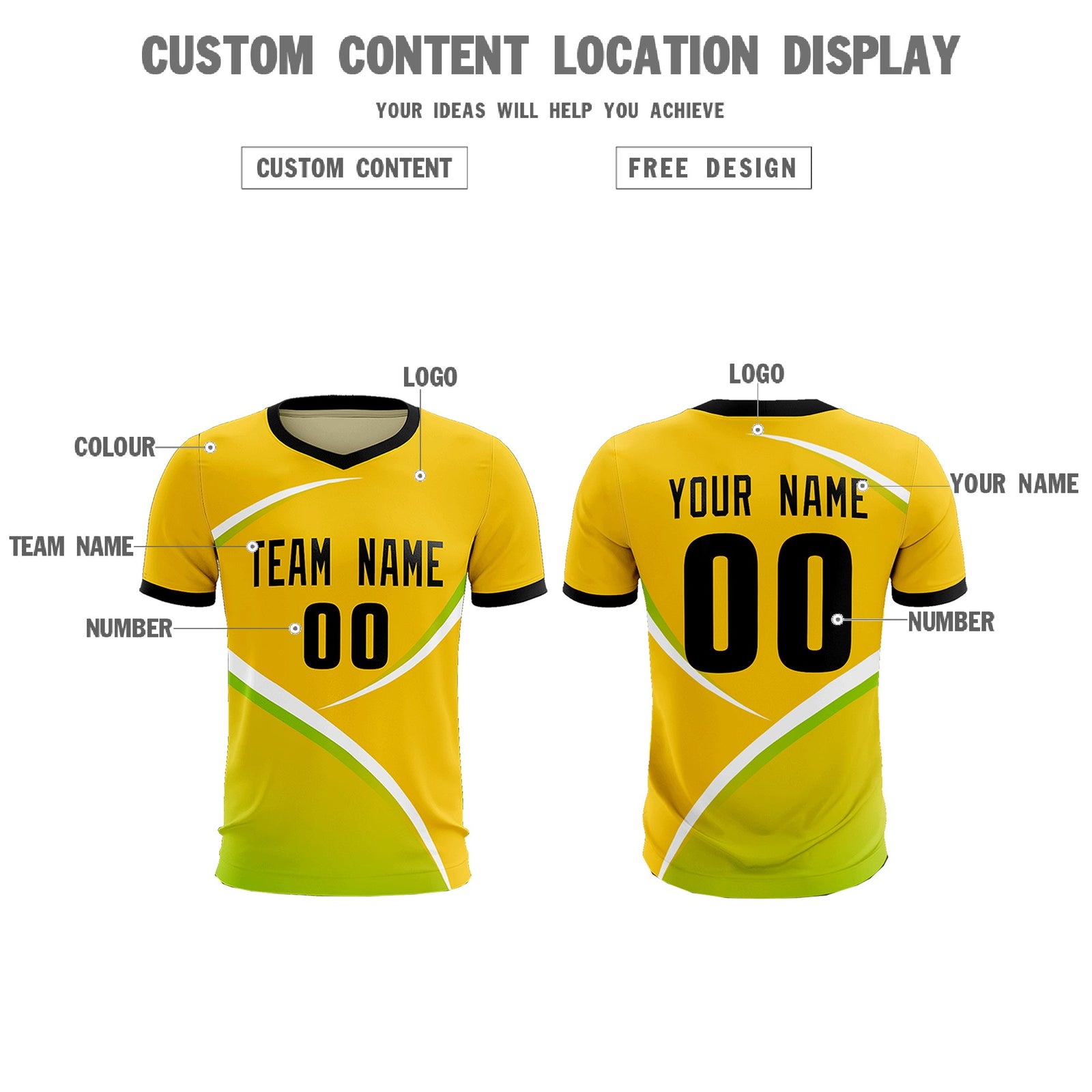 Custom Gold Black Color Block Training Uniform For Men Soccer Sets Jersey