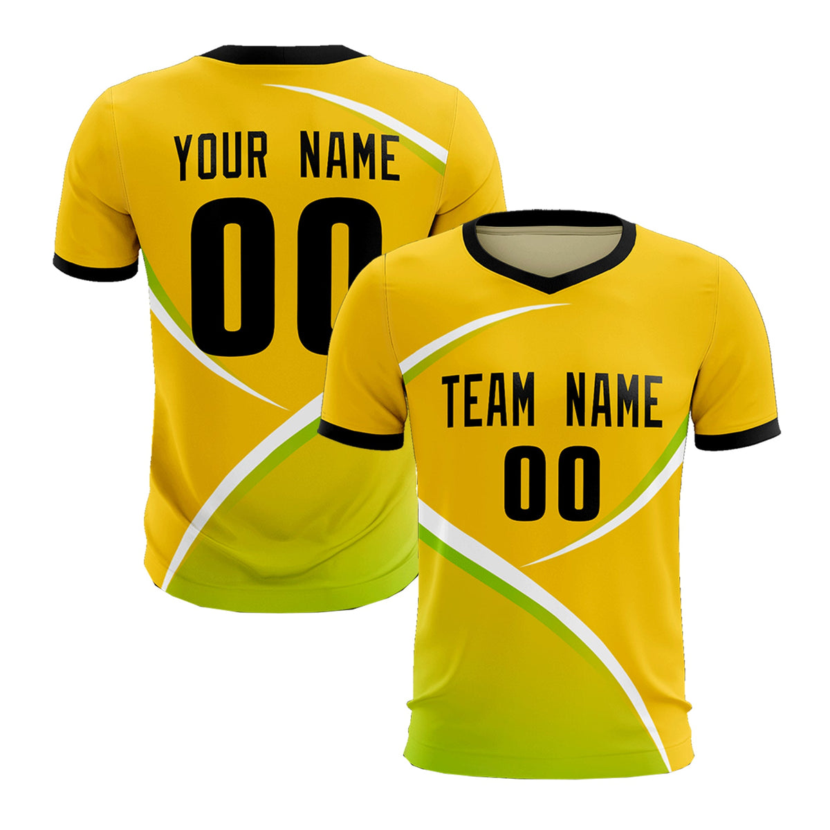 Custom Gold Black Color Block Training Uniform For Men Soccer Sets Jersey