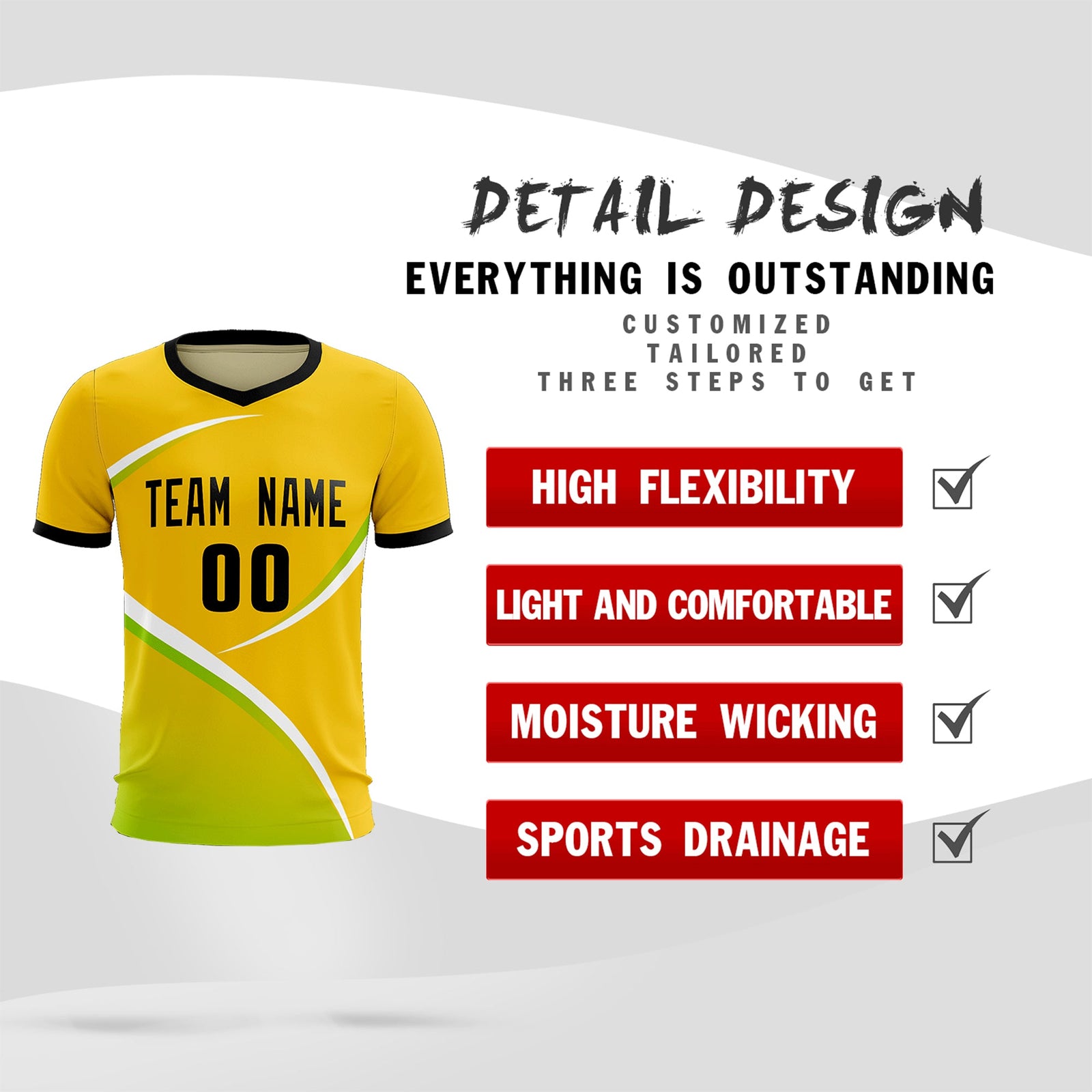Custom Gold Black Color Block Training Uniform For Men Soccer Sets Jersey