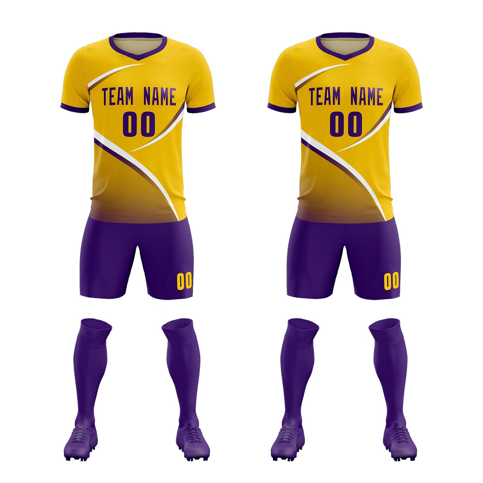 Custom Gold Old Gold Color Block Training Uniform For Men Soccer Sets Jersey