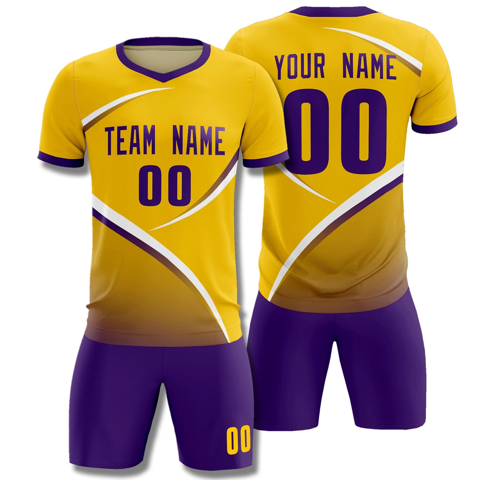 Custom Gold Old Gold Color Block Training Uniform For Men Soccer Sets Jersey