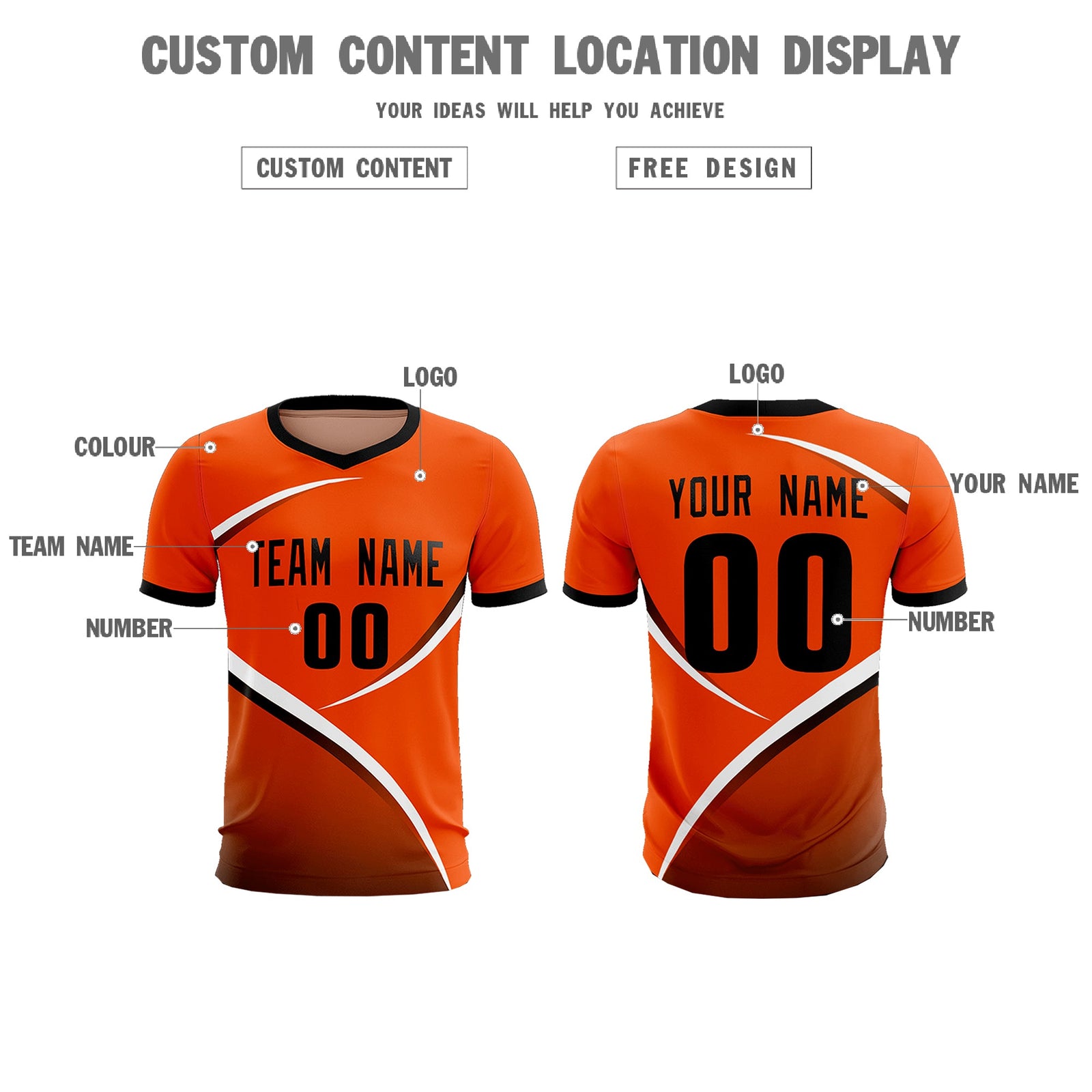 Custom Orange Black Color Block Training Uniform For Men Soccer Sets Jersey