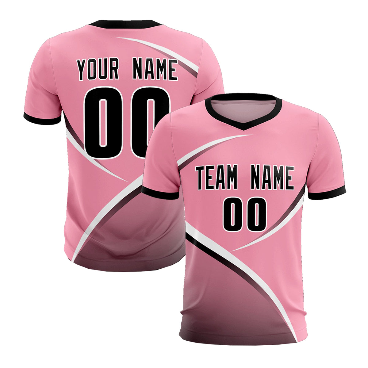 Custom Light Pink Black Color Block Training Uniform For Men Soccer Sets Jersey
