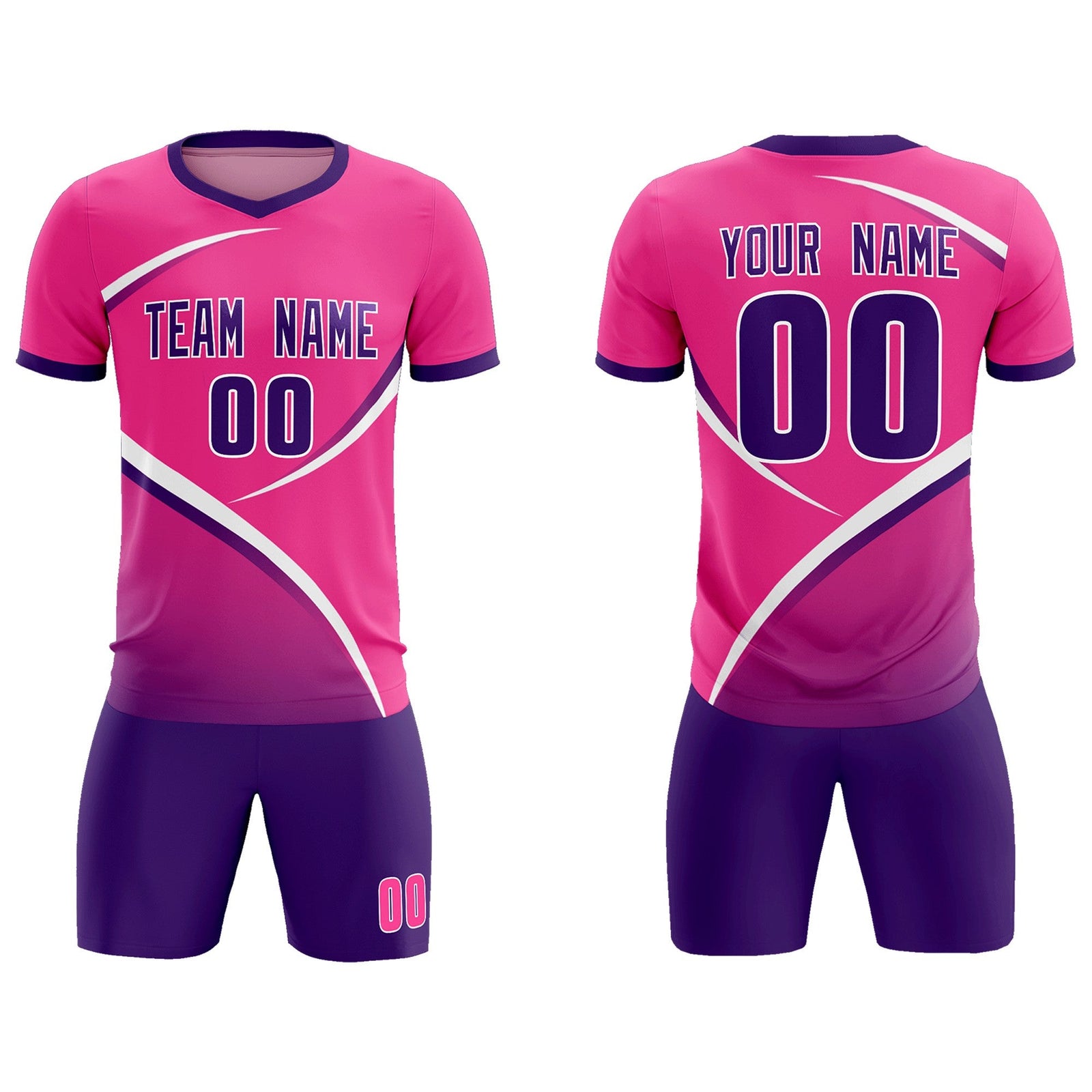 Custom Pink Purple Color Block Training Uniform For Men Soccer Sets Jersey