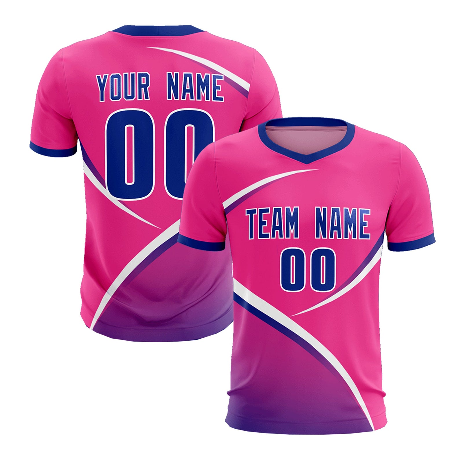 Custom Pink Royal Color Block Training Uniform For Men Soccer Sets Jersey