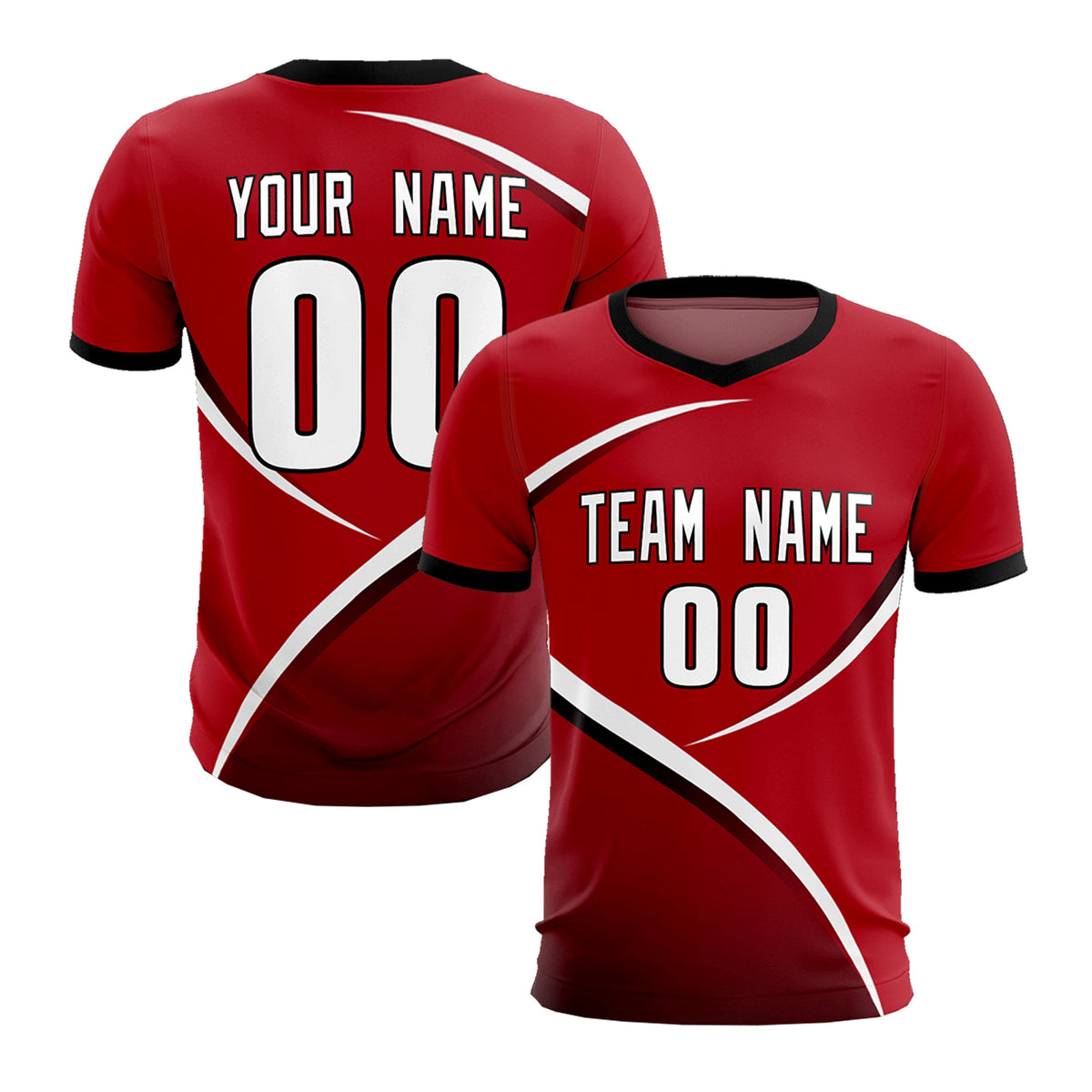 Custom Red Black Color Block Training Uniform For Men Soccer Sets Jersey