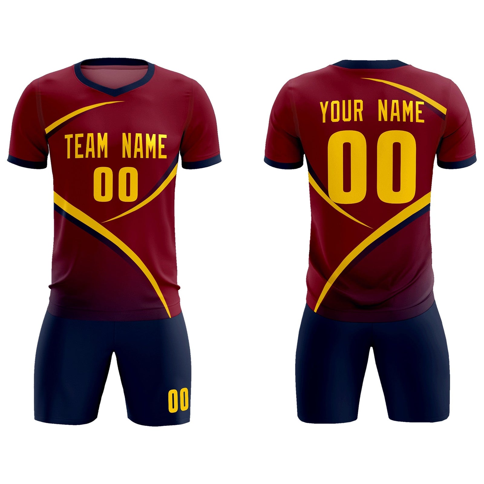 Custom Crimson Navy Color Block Training Uniform For Men Soccer Sets Jersey
