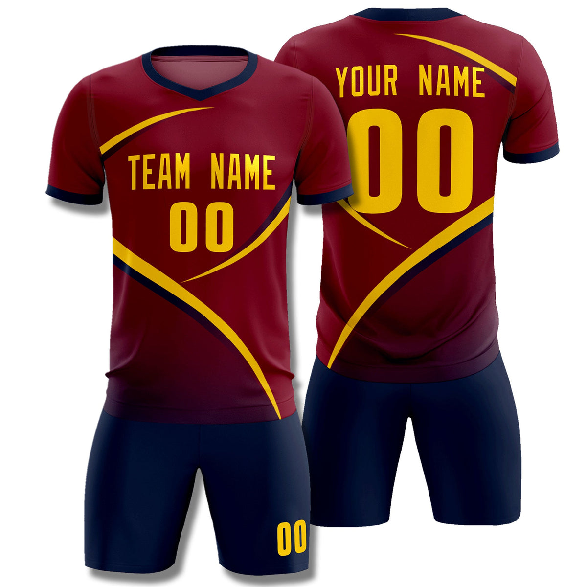 Custom Crimson Navy Color Block Training Uniform For Men Soccer Sets Jersey