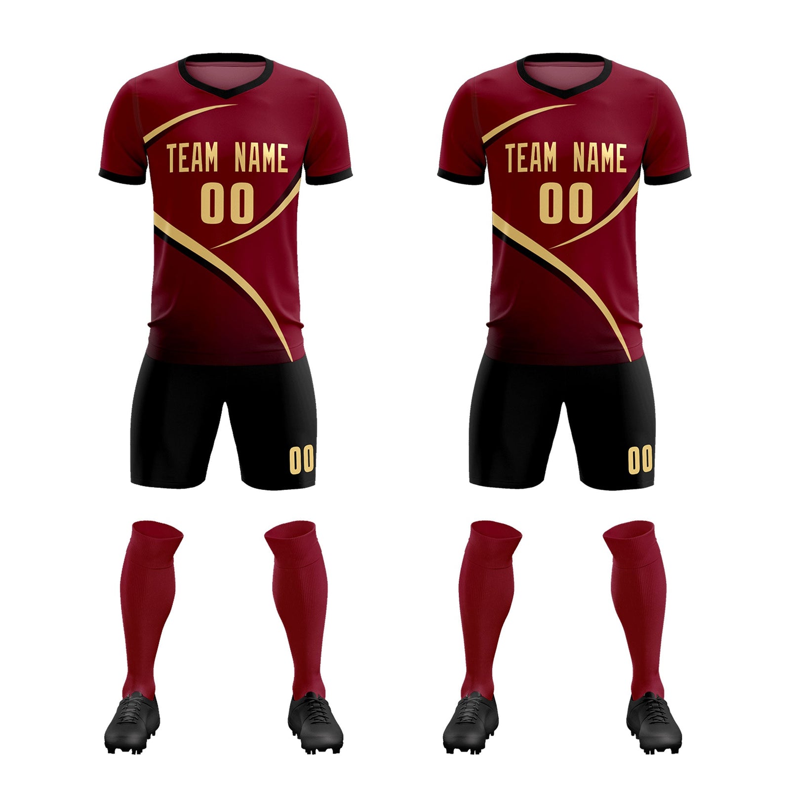 Custom Crimson Black Color Block Training Uniform For Men Soccer Sets Jersey