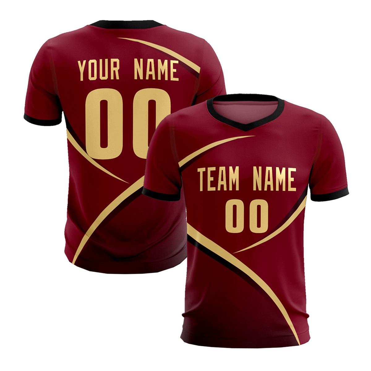 Custom Crimson Black Color Block Training Uniform For Men Soccer Sets Jersey