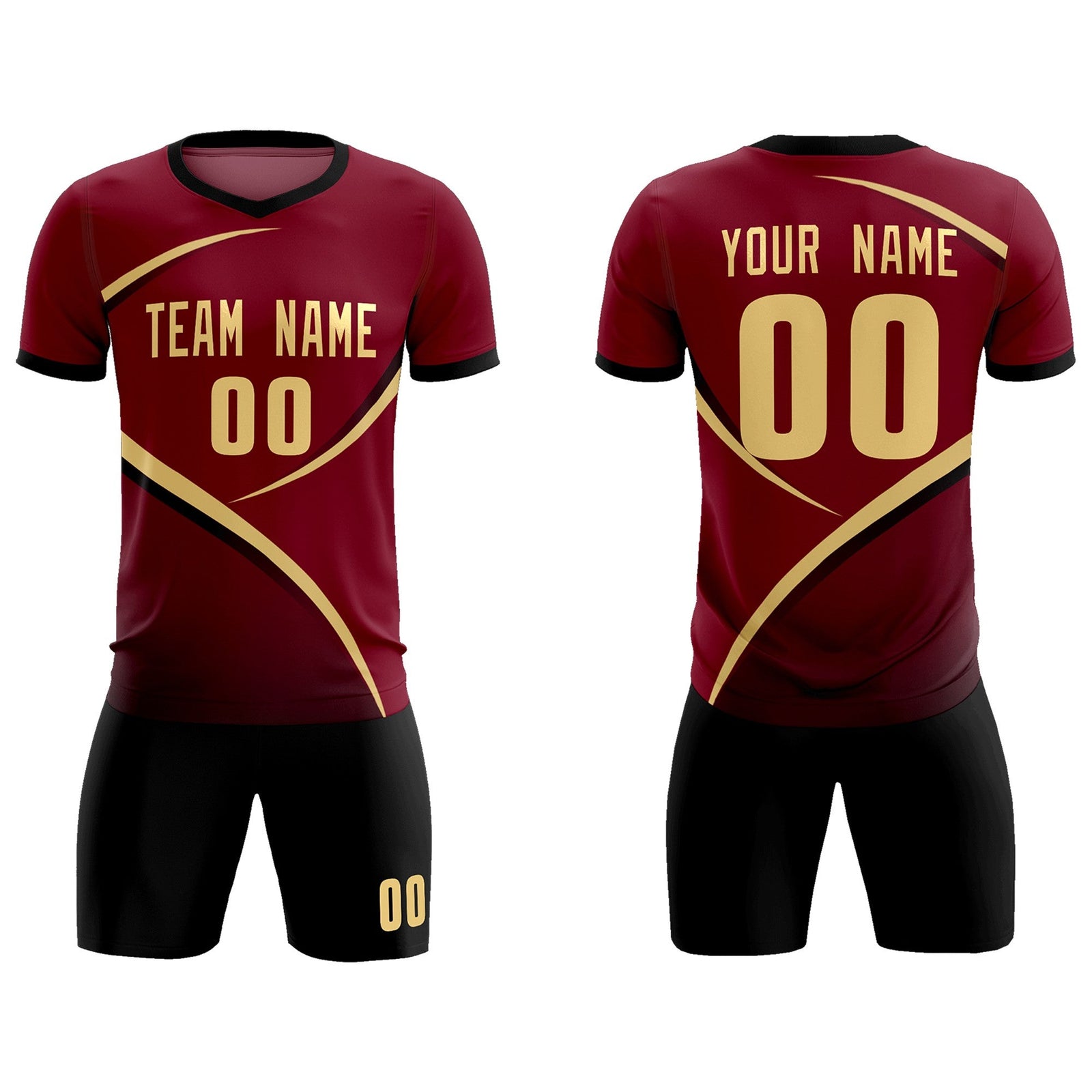 Custom Crimson Black Color Block Training Uniform For Men Soccer Sets Jersey
