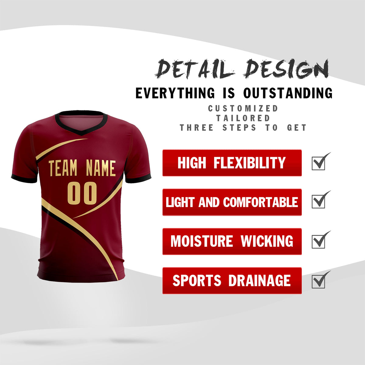 Custom Crimson Black Color Block Training Uniform For Men Soccer Sets Jersey