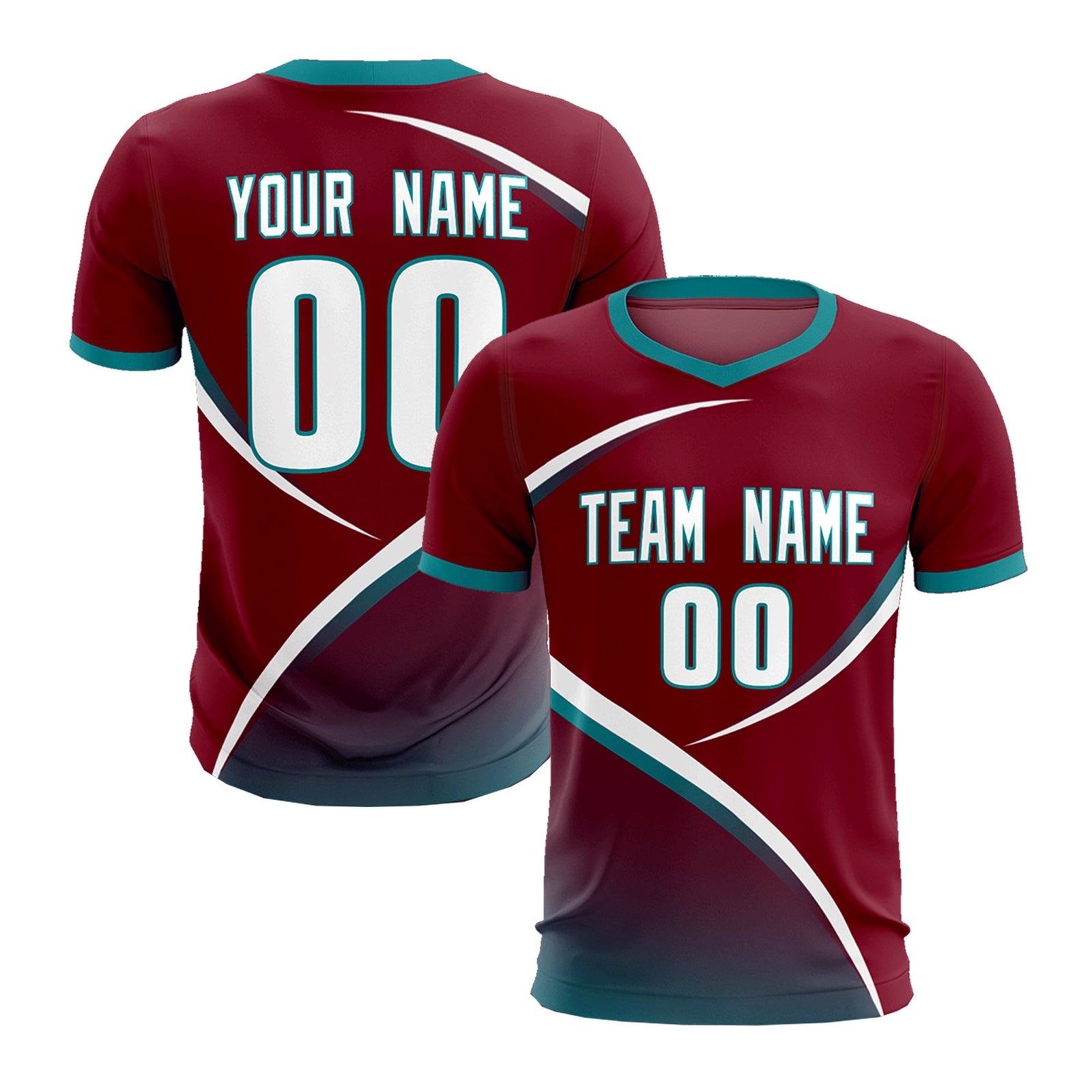 Custom Crimson Aqua Color Block Training Uniform For Men Soccer Sets Jersey
