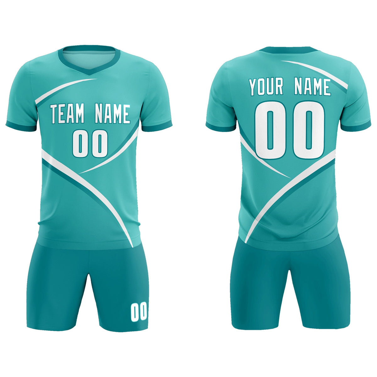Custom Bright Green Aqua Color Block Training Uniform For Men Soccer Sets Jersey