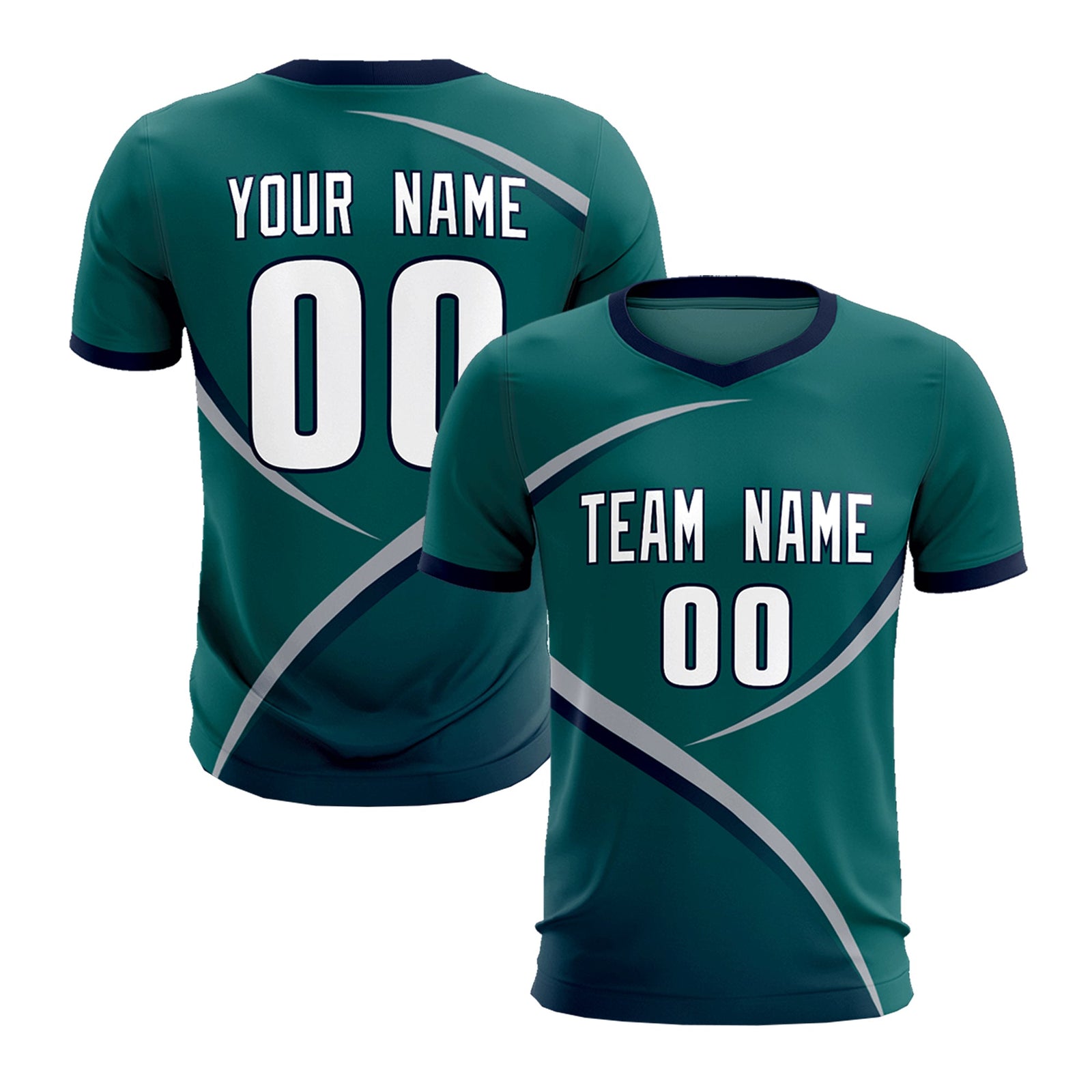 Custom Aqua Navy Color Block Training Uniform For Men Soccer Sets Jersey