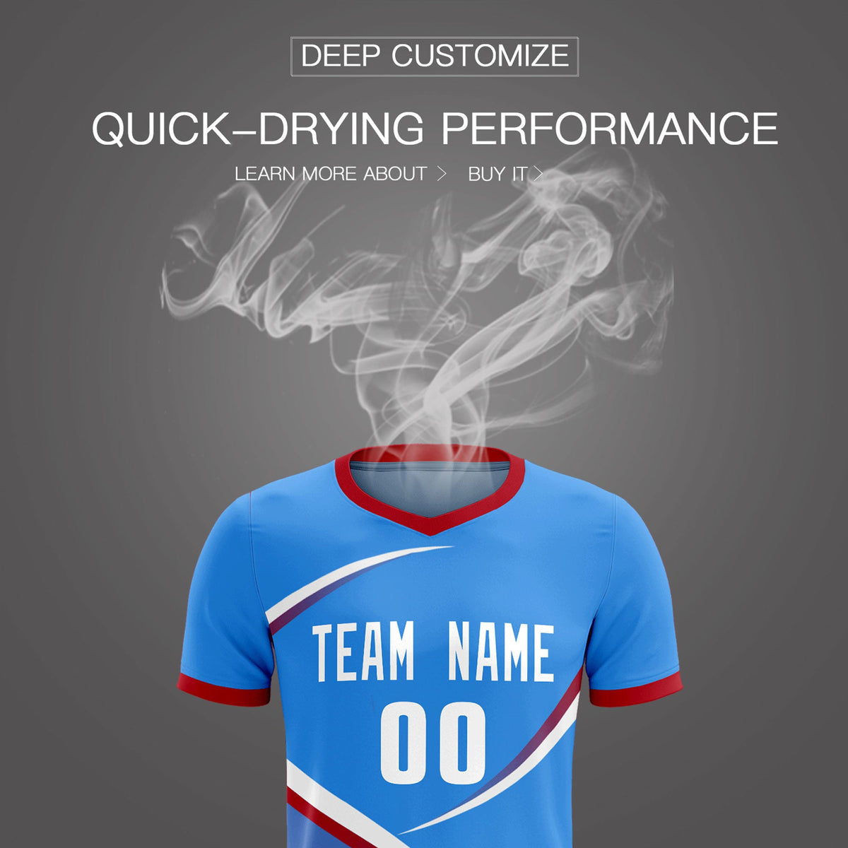 Custom Powder Blue Red Color Block Training Uniform For Men Soccer Sets Jersey