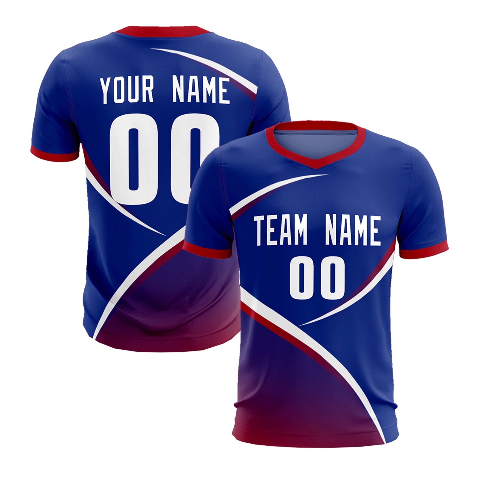 Custom Royal Red Color Block Training Uniform For Men Soccer Sets Jersey