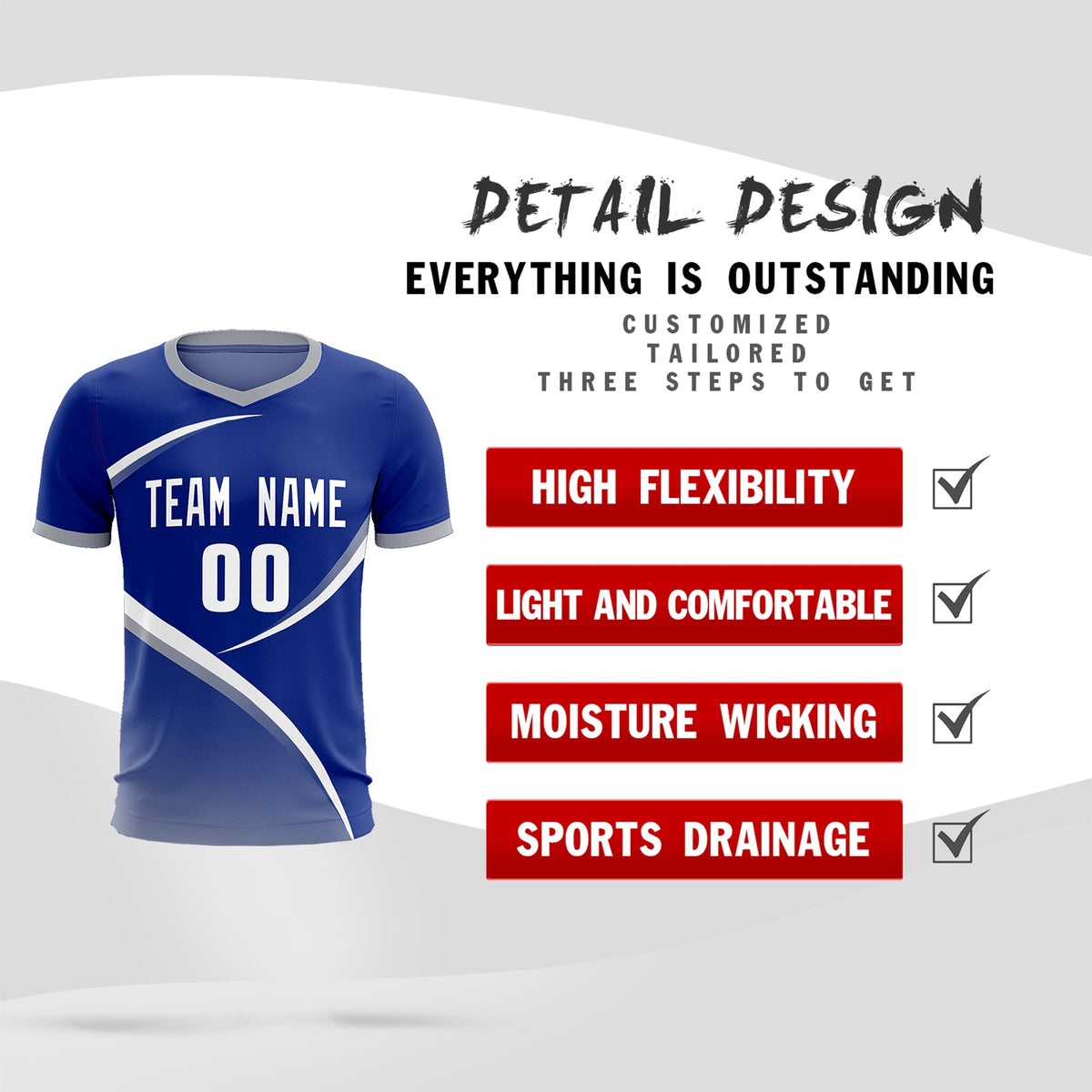 Custom Royal Gray Color Block Training Uniform For Men Soccer Sets Jersey