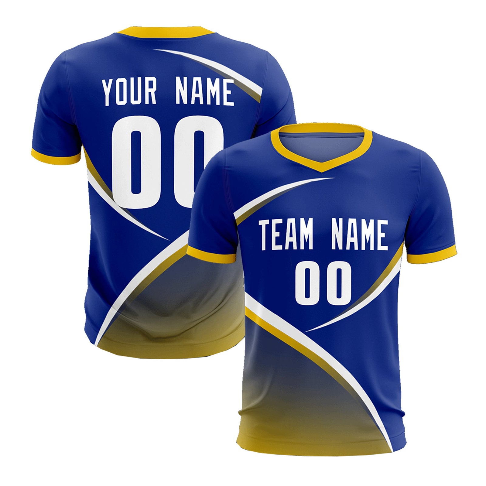 Custom Royal Gold Color Block Training Uniform For Men Soccer Sets Jersey