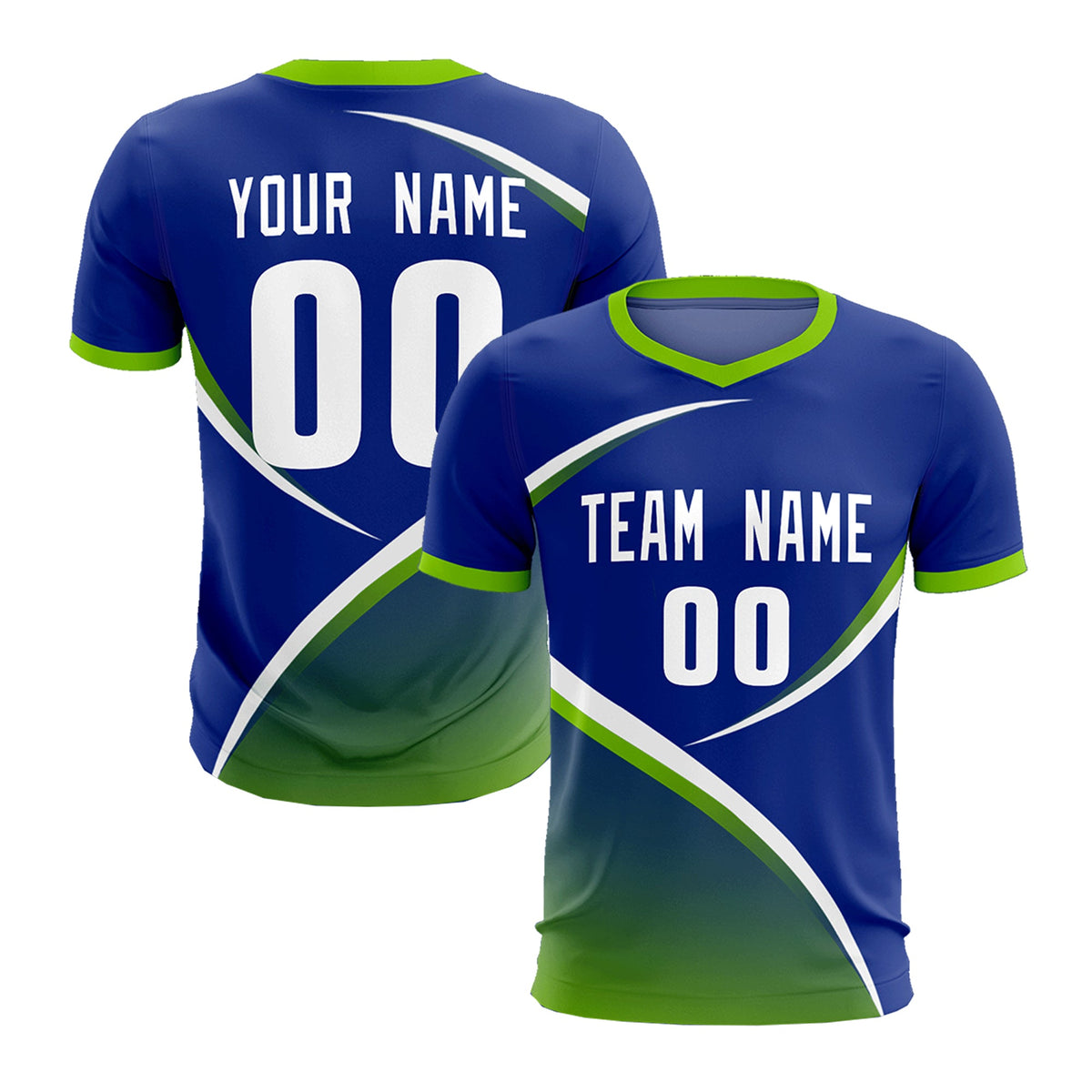 Custom Royal Neon Green Color Block Training Uniform For Men Soccer Sets Jersey