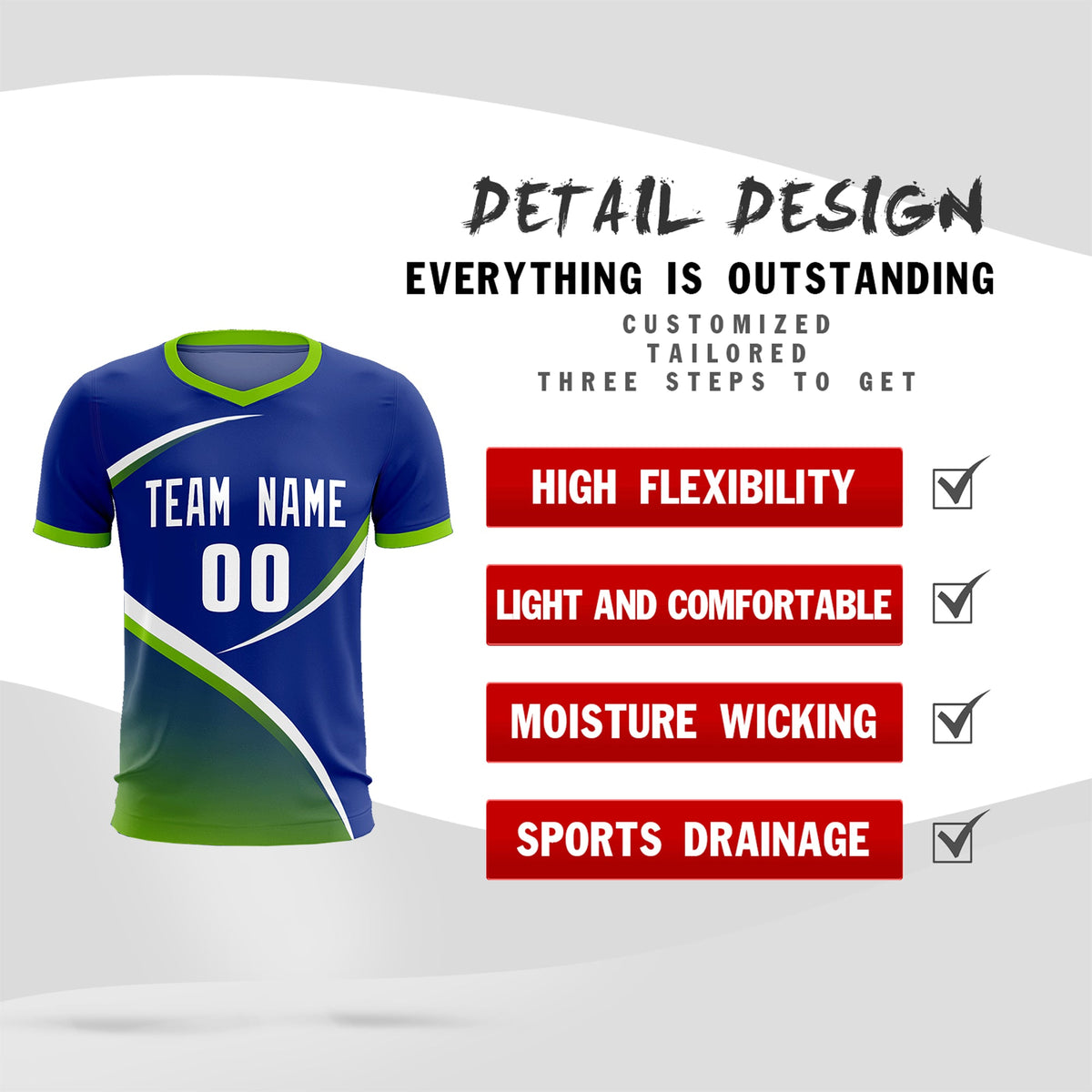 Custom Royal Neon Green Color Block Training Uniform For Men Soccer Sets Jersey