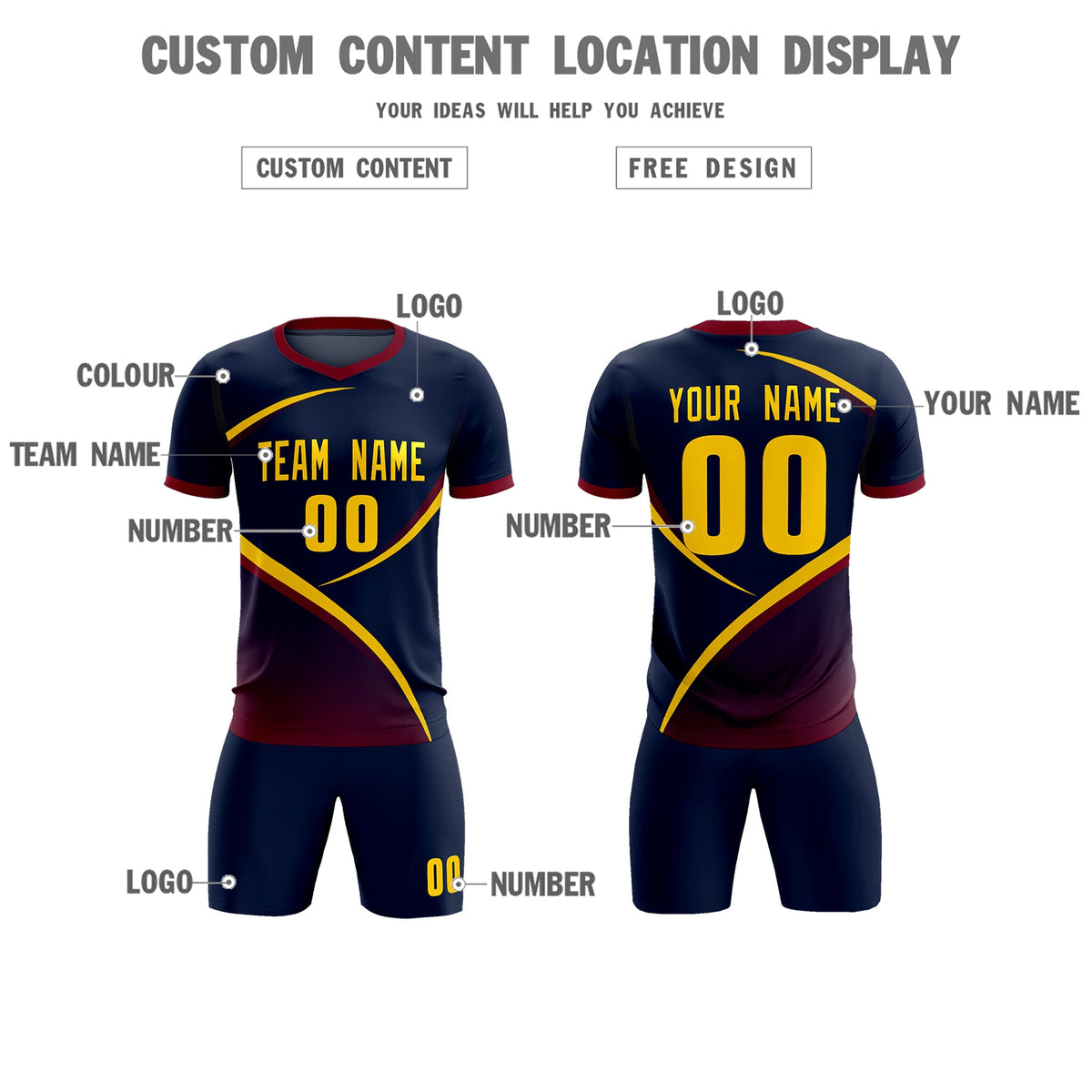 Custom Navy Navy Color Block Training Uniform For Men Soccer Sets Jersey